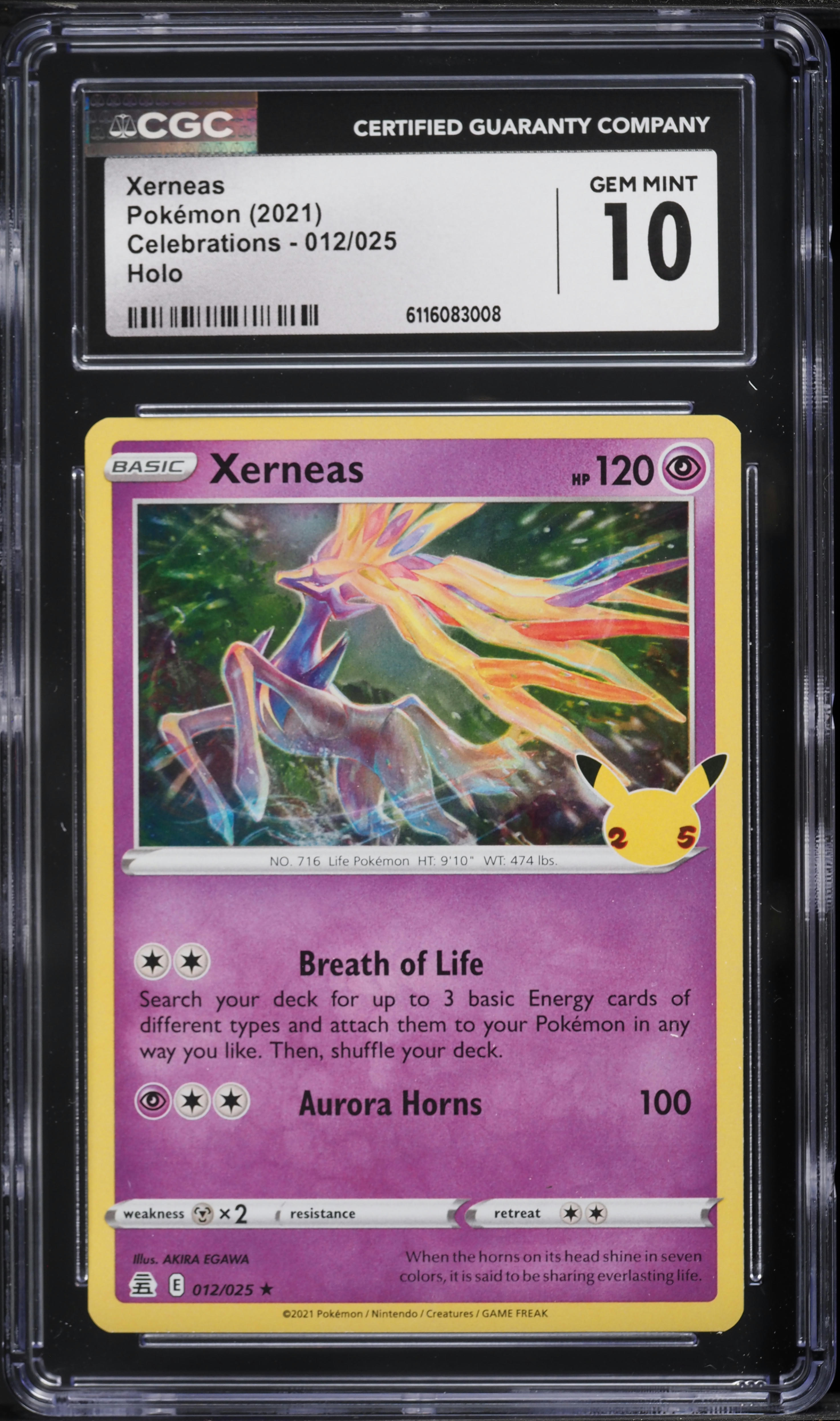 2021 Pokemon Sword & Shield Celebrations Holo Xerneas #12 CGC 10