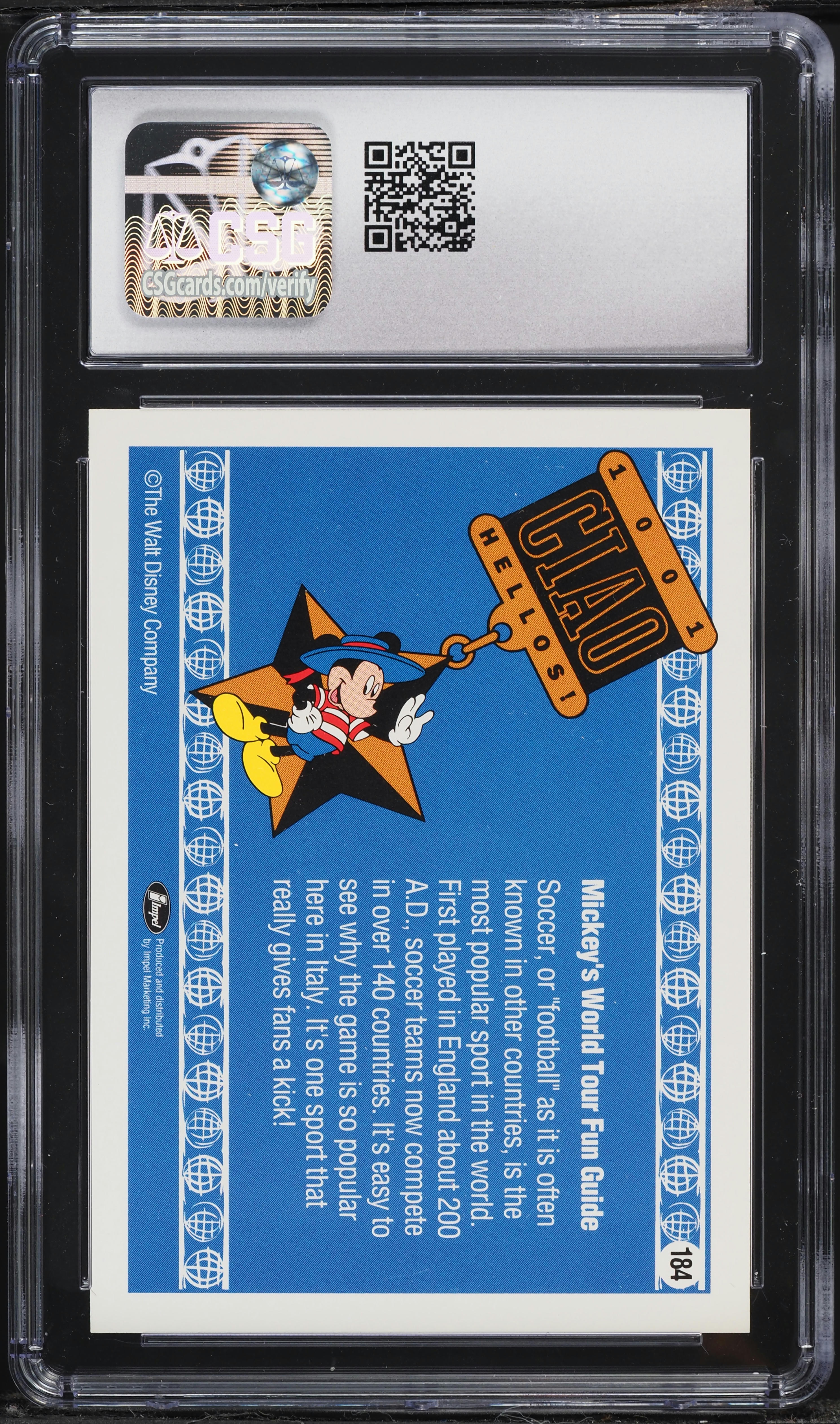 1991 Impel Disney World Tour Mickey Scores Again! #184 CGC 9 MINT
