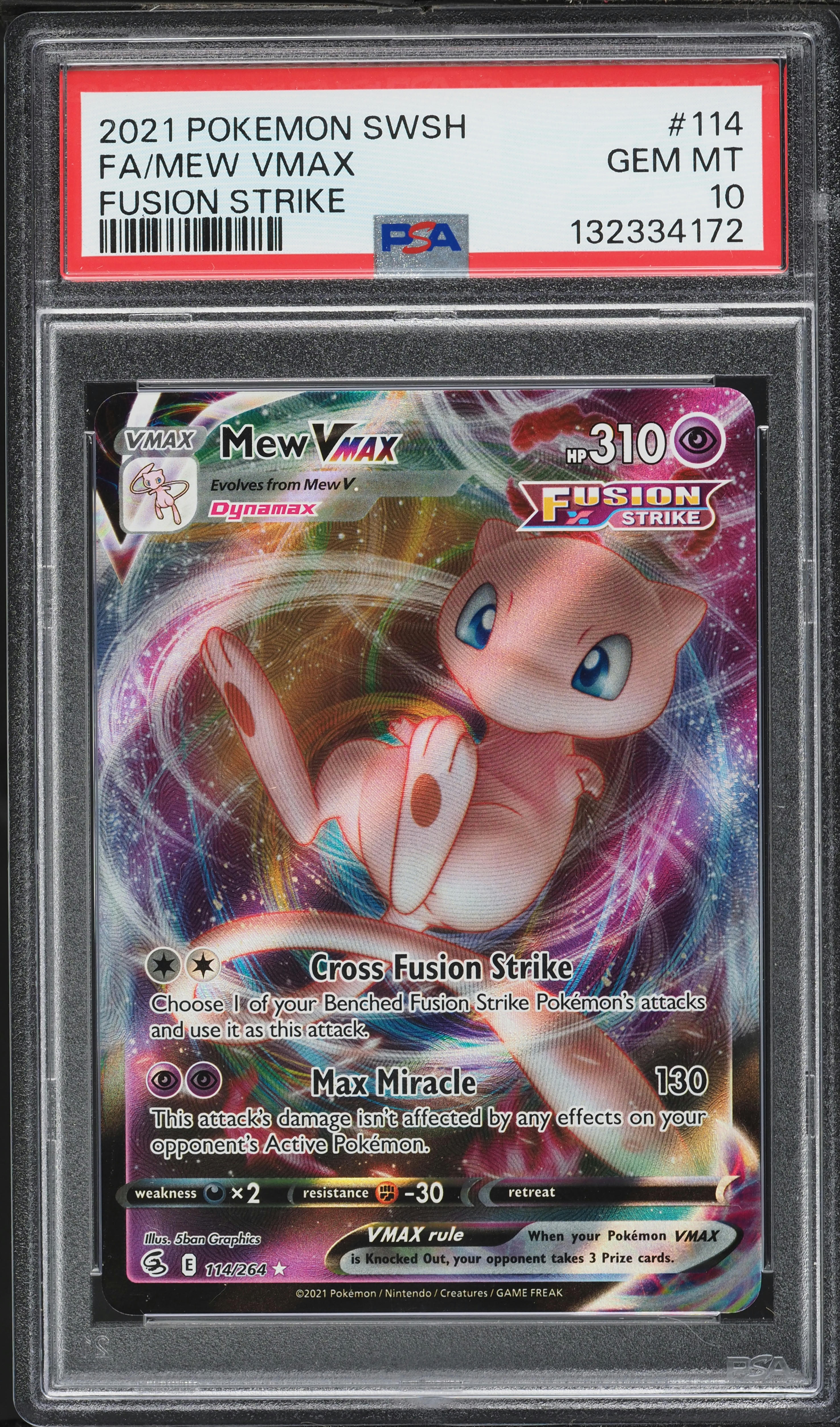 2021 Pokemon Sword & Shield Fusion Strike Full Art Mew VMAX #114