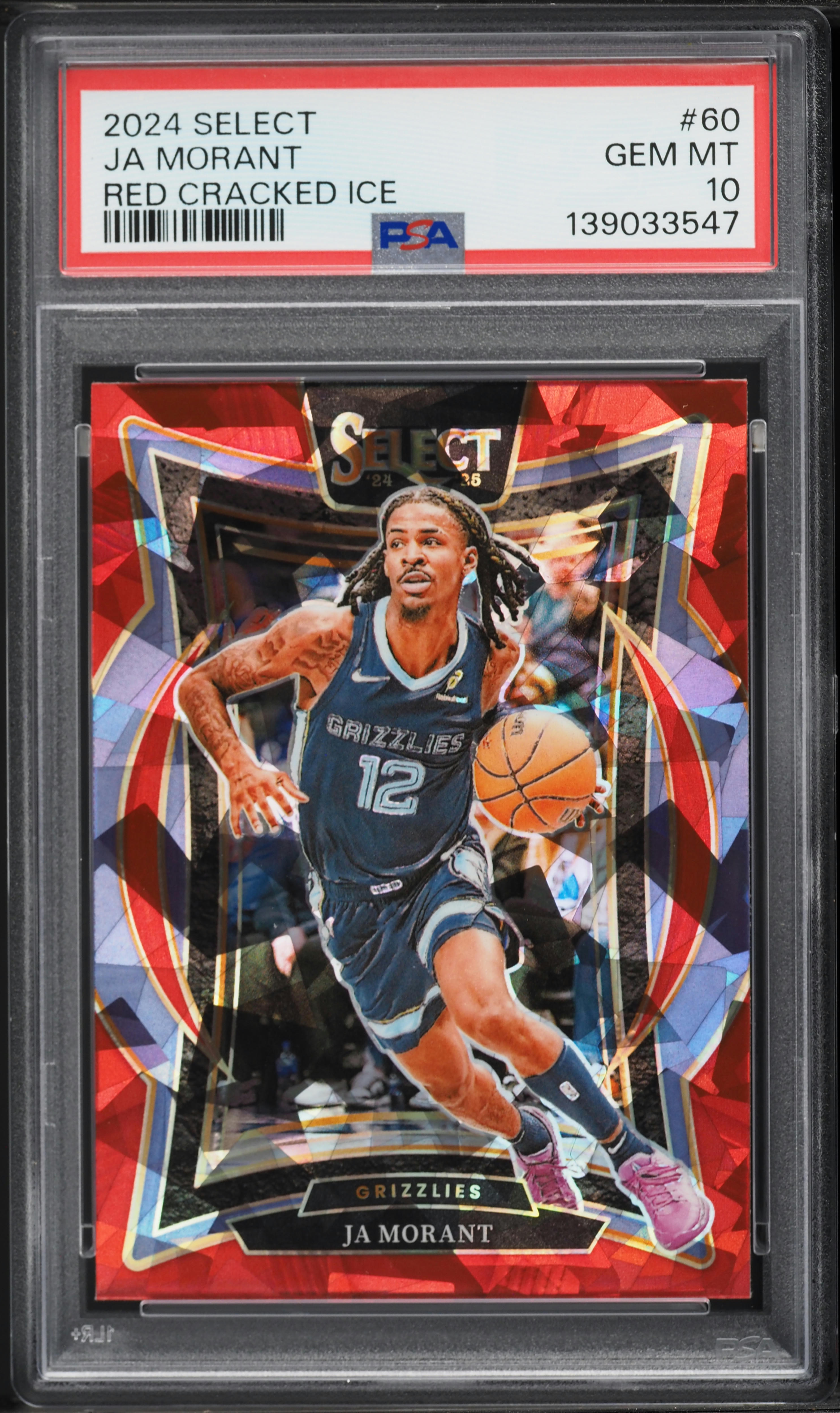 その他 Panini Select Ja Morant Diecut Red 2024 Select Concourse Red Cracked Ice Prizm Ja Morant #60 PSA 10