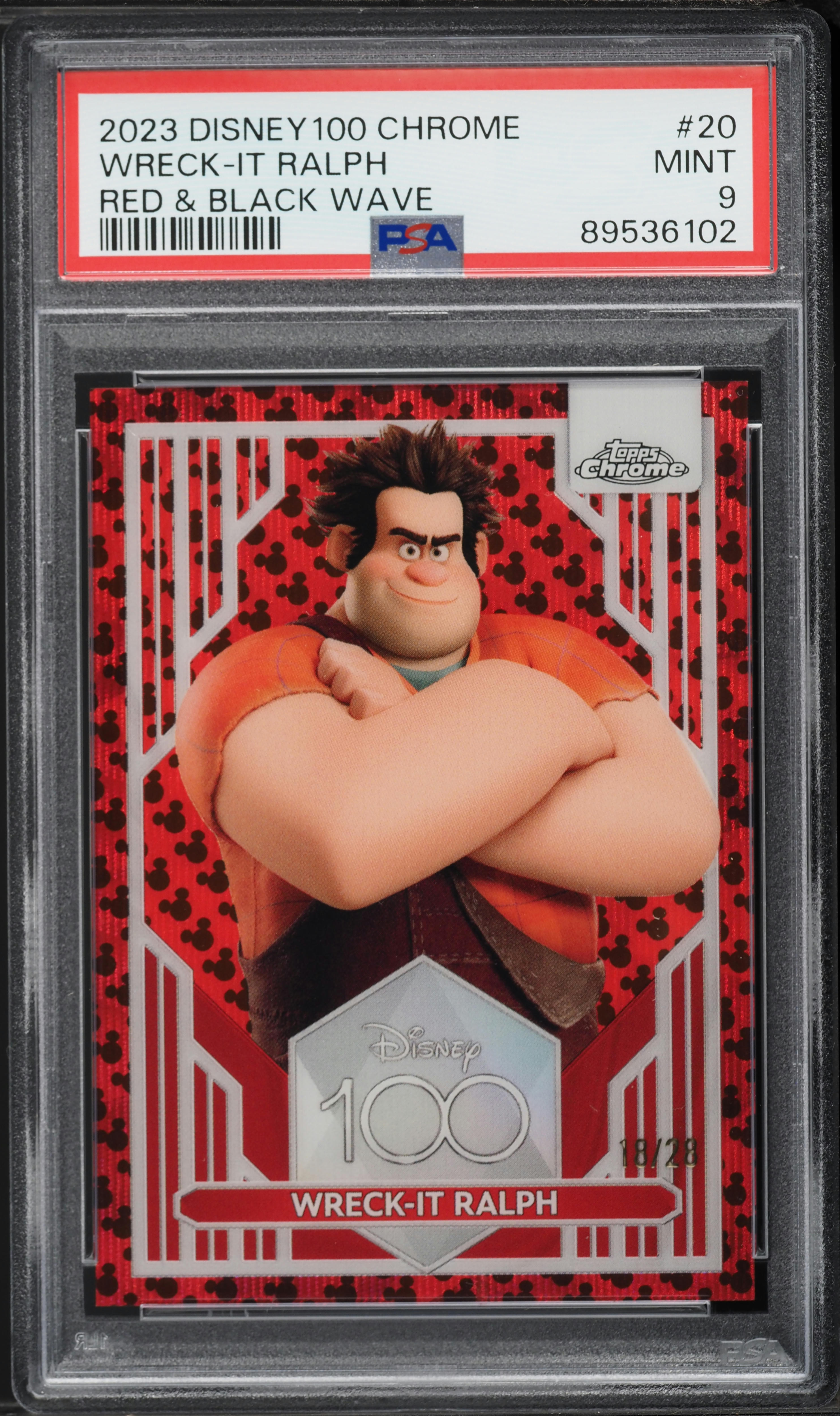 2023 Topps Chrome Disney 100 Red & Black Wave Wreck-It Ralph /28