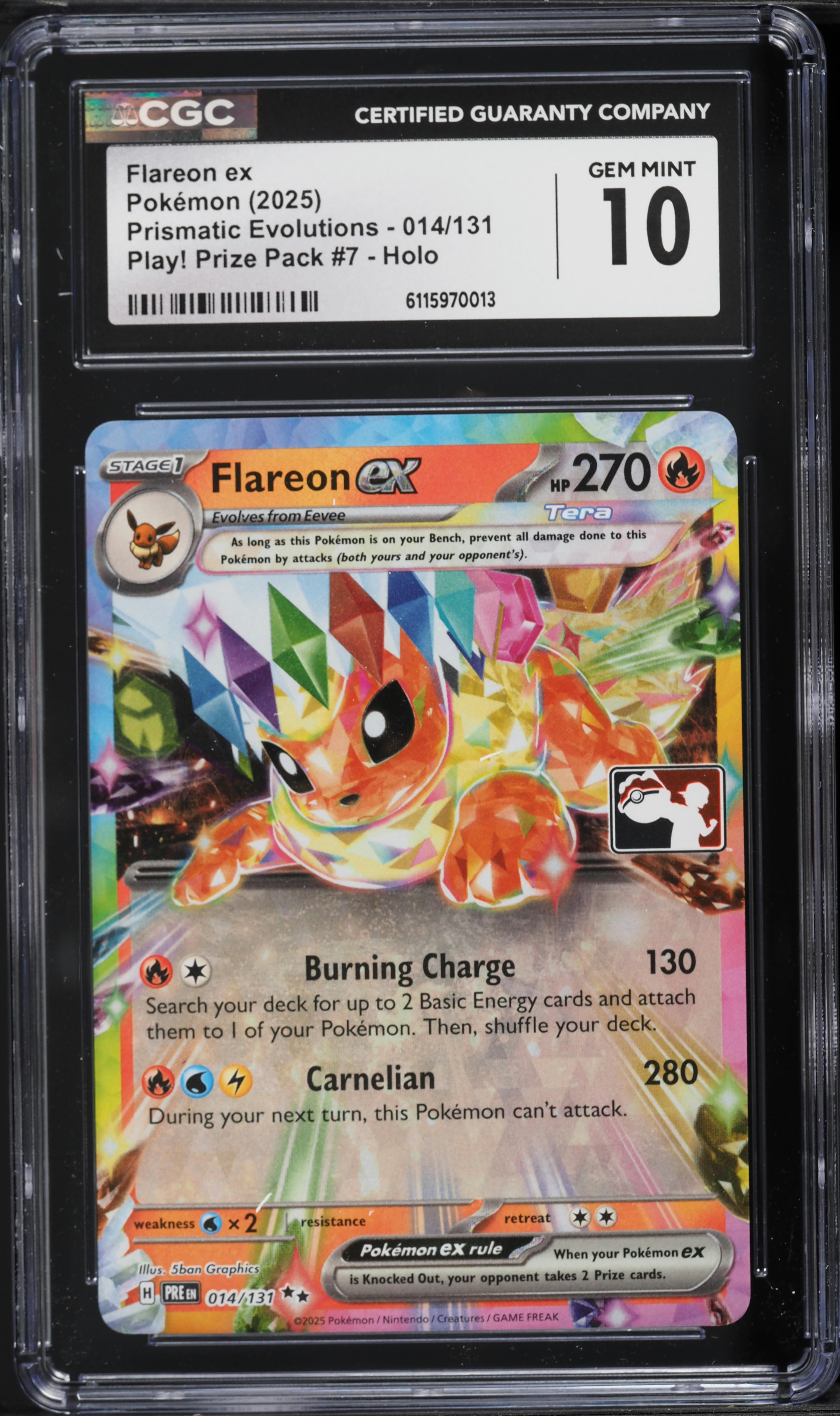 flareon ex pokemon card - 014/131 (Prismatic Evolutions Stamp) Commemorate your favorite tabletop game with this Flareon EX 2024 Pokemon Terastal Festival EX Japanese Special Art Rare #202 PSA Authenticated 10 Card PSA 10 Flareon ex #014