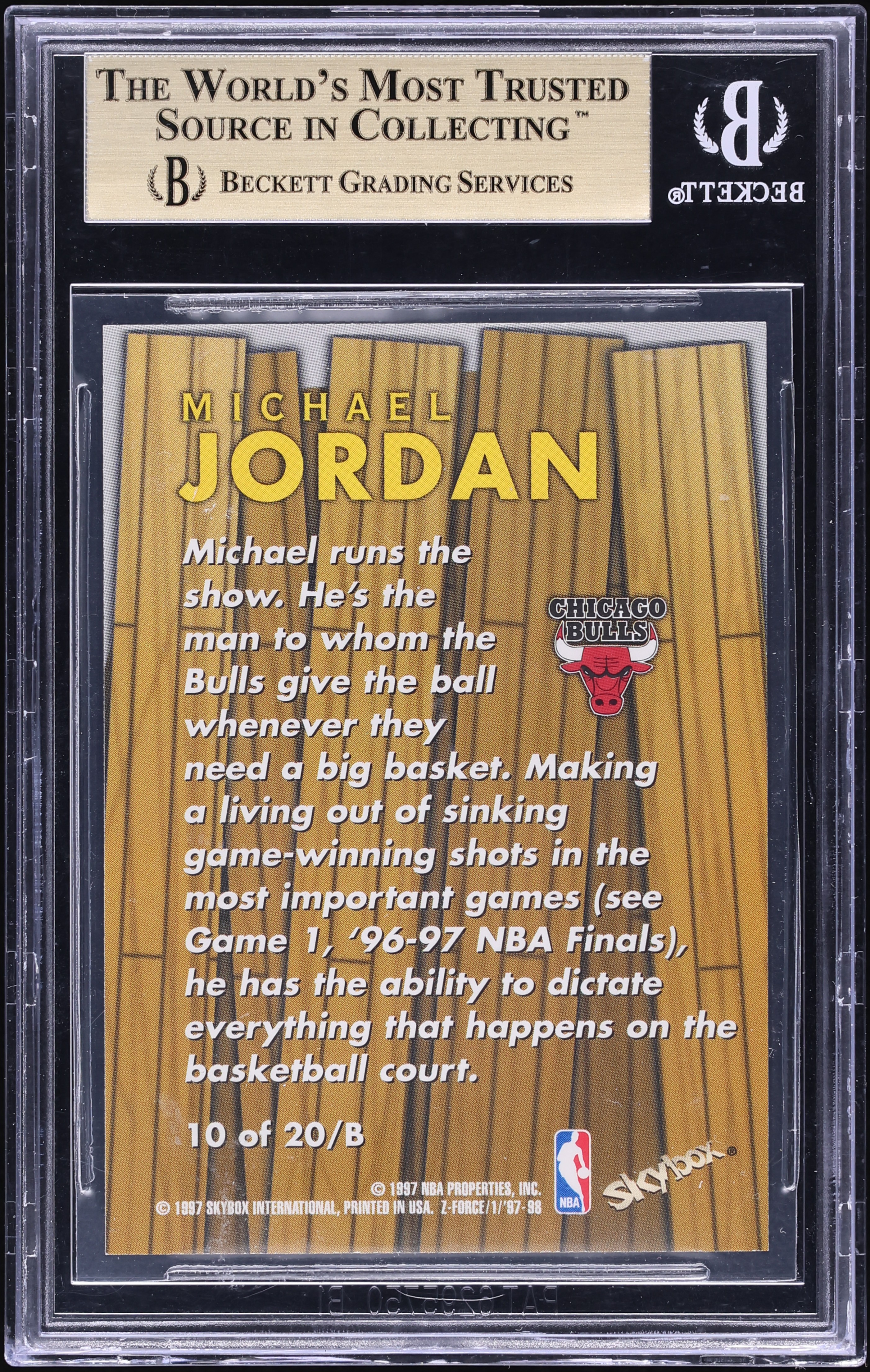 1997 Skybox Z-Force Boss Michael Jordan #10 BGS 9.5 GEM MINT on 