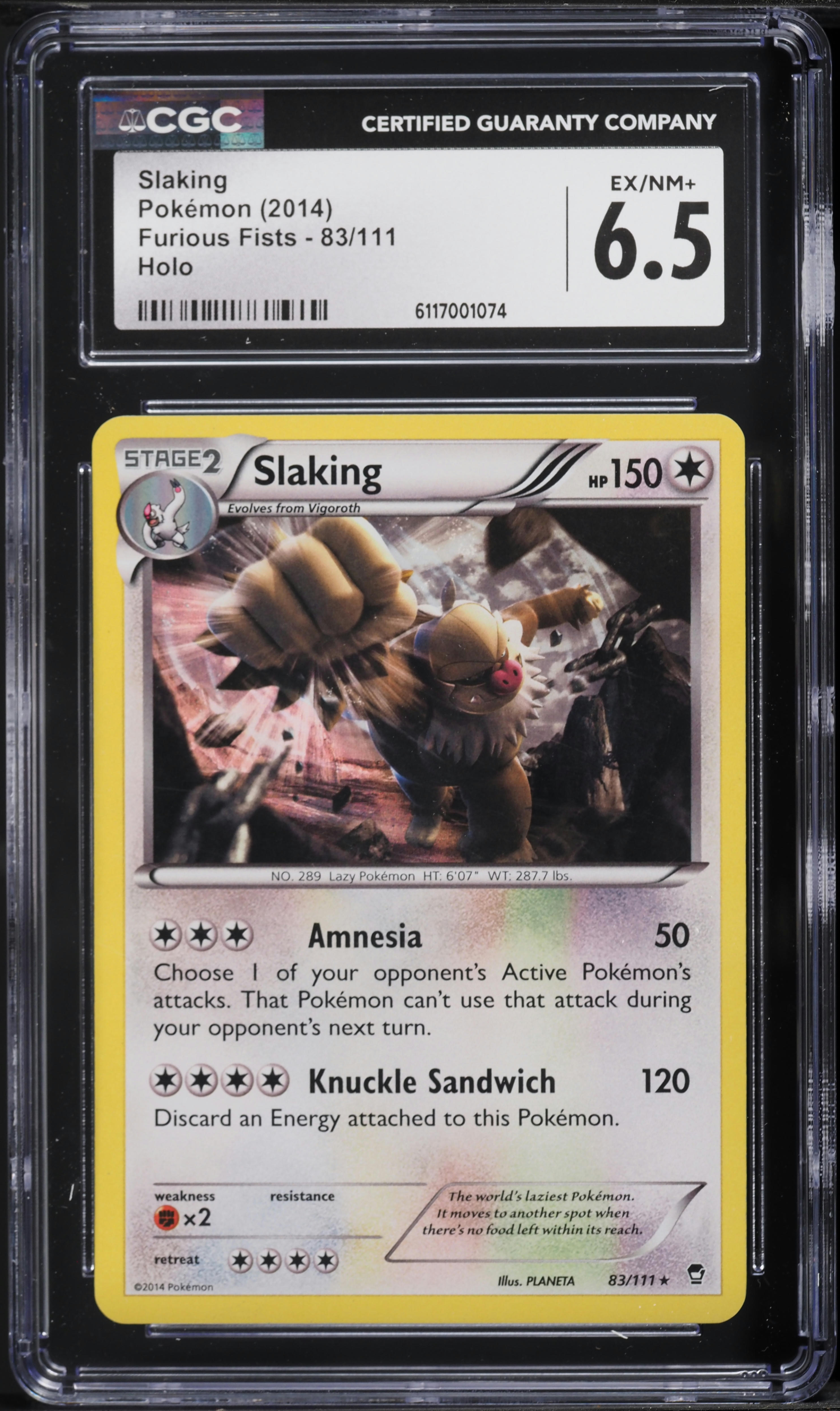 2014 Pokemon Furious Fists Holo Slaking #83 CGC 6.5 EXMT+ on Fanatics Collect 2014 Pokemon Furious Fists Holo Slaking #83 CGC 6.5 EXMT+ on Fanatics Collect