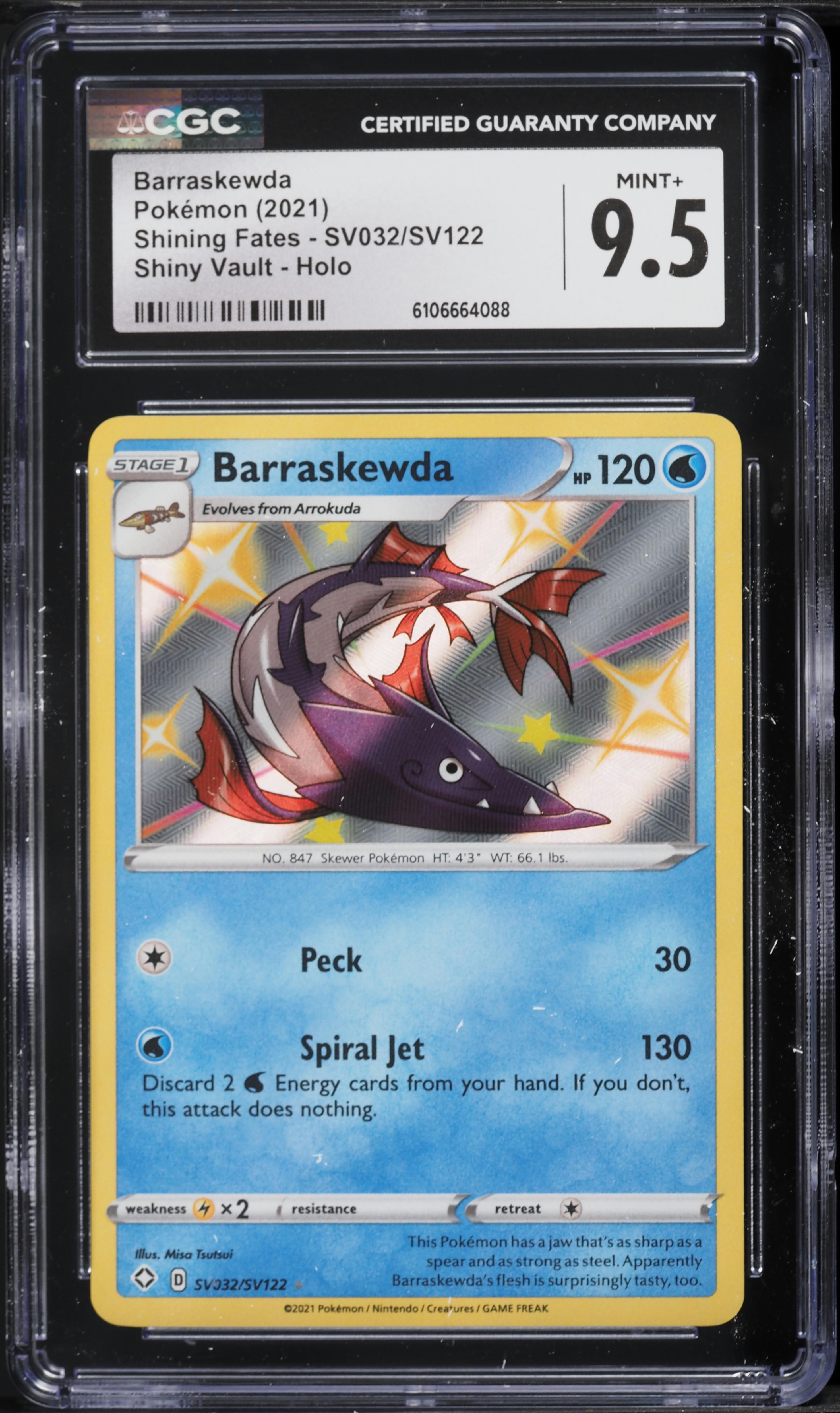barraskewda pokemon card 2021 Sword & Shield Shining Fates Shiny Vault Holo #SV032 CGC 9.5 MINT+ on Fanatics Collect this attack does nothing Barraskewda - Nido_King