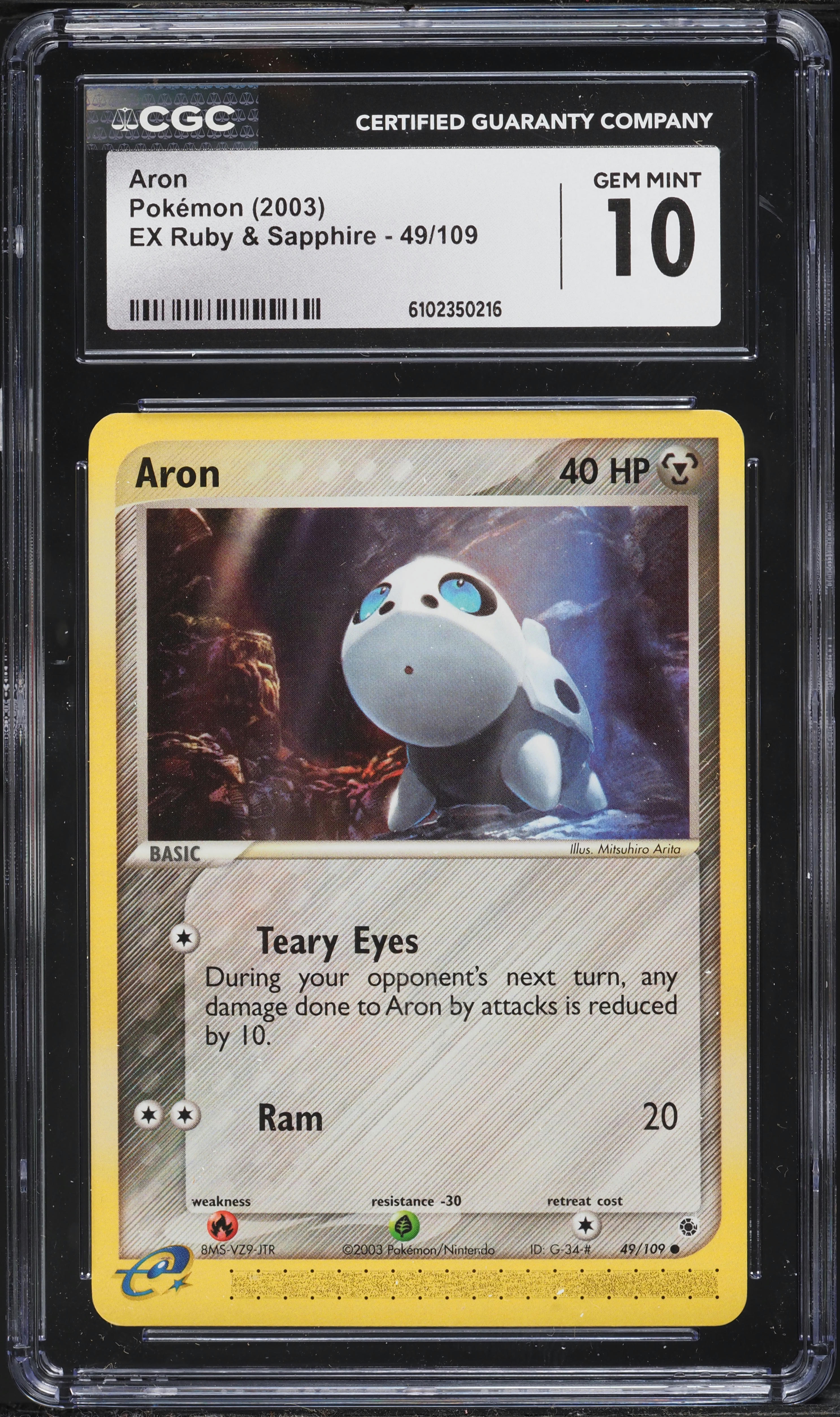 2003 Pokemon EX Ruby & Sapphire Aron #49 CGC 10 GEM MINT on Fanatics Collect 2003 Pokemon EX Ruby & Sapphire Aron #49 CGC 10 GEM MINT on Fanatics Collect