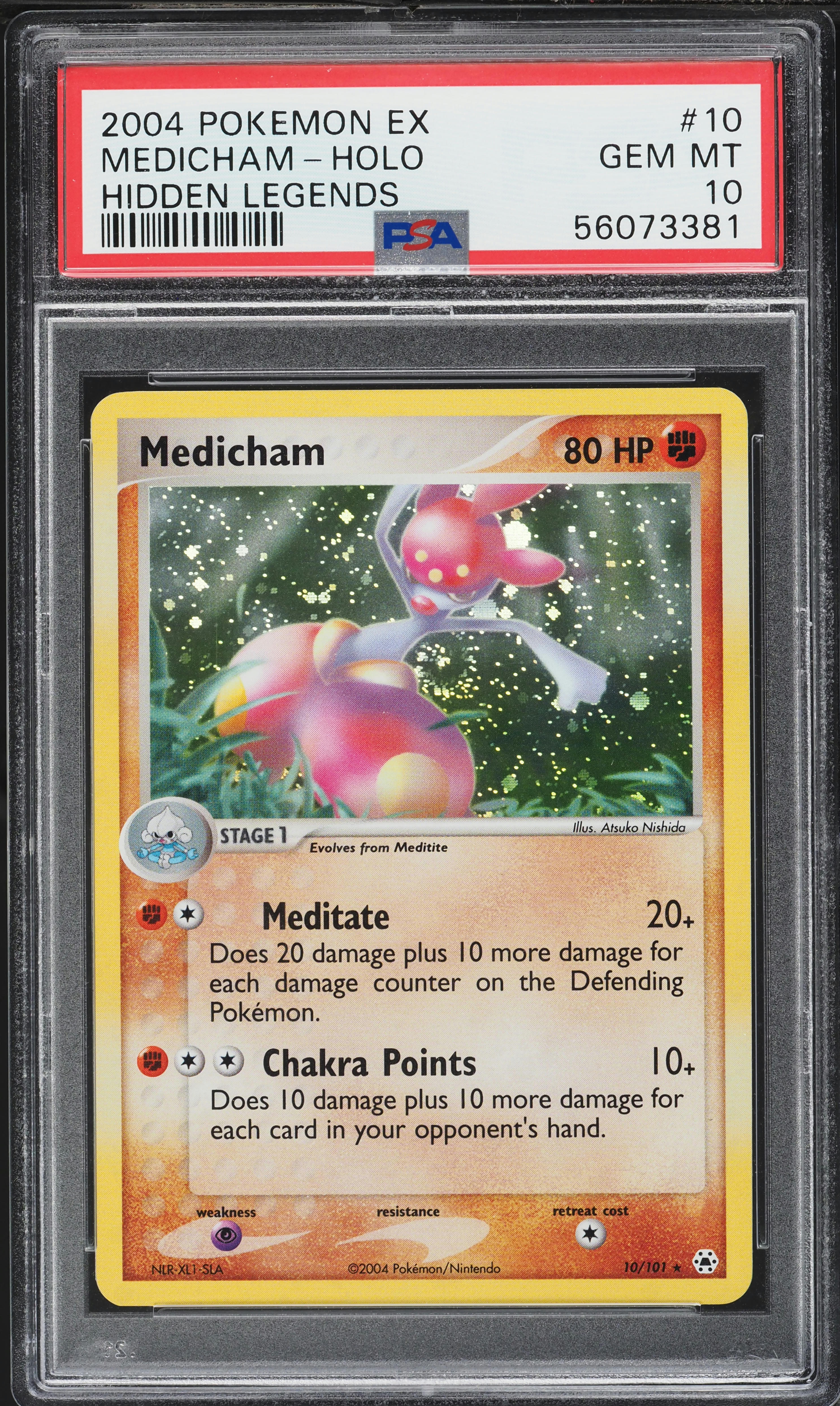 2004 Pokemon EX Hidden Legends Holo Medicham #10 PSA 10 GEM MINT