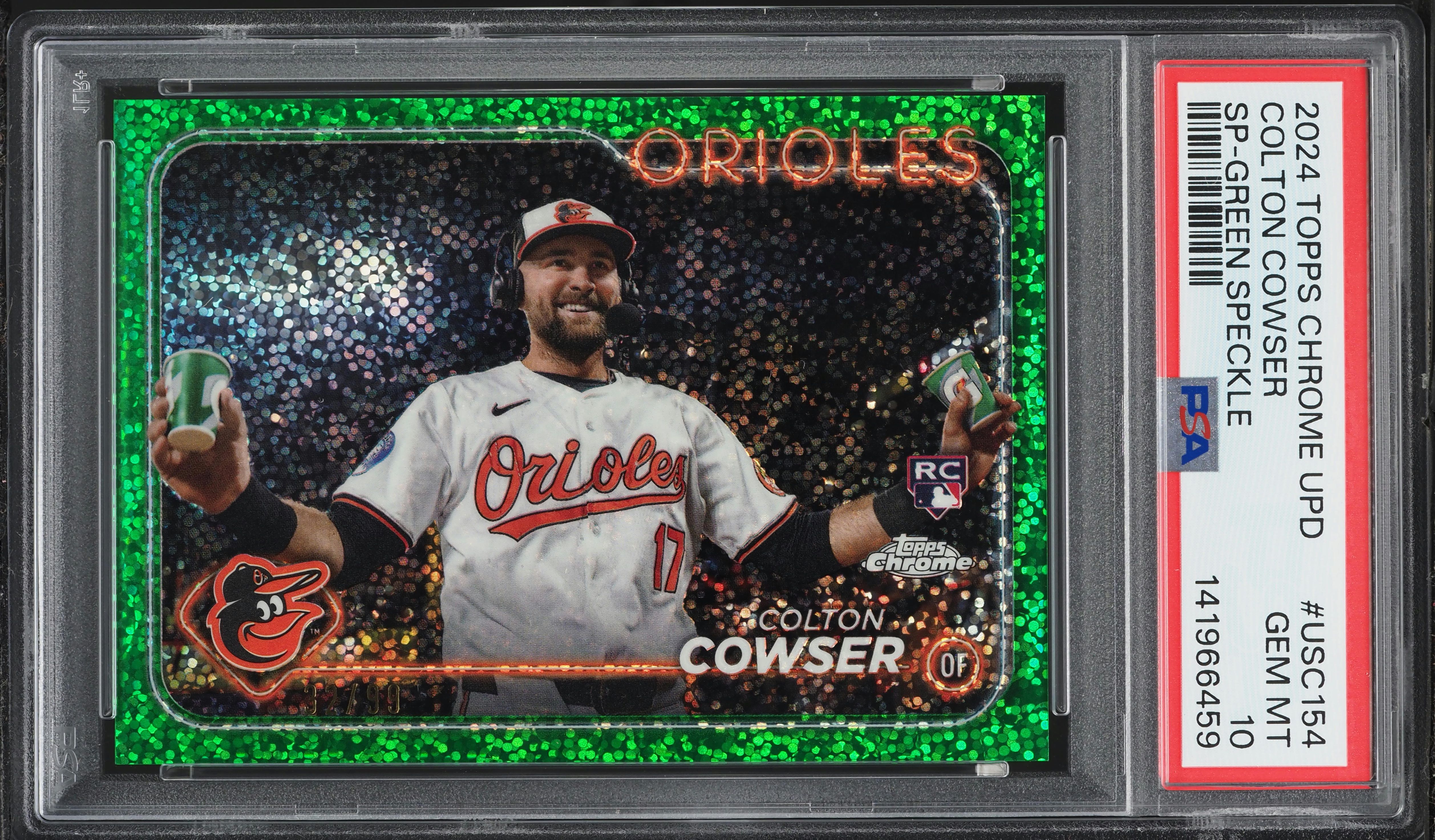 2024 Topps Chrome Update Green Speckle Colton Cowser SP ROOKIE /99 