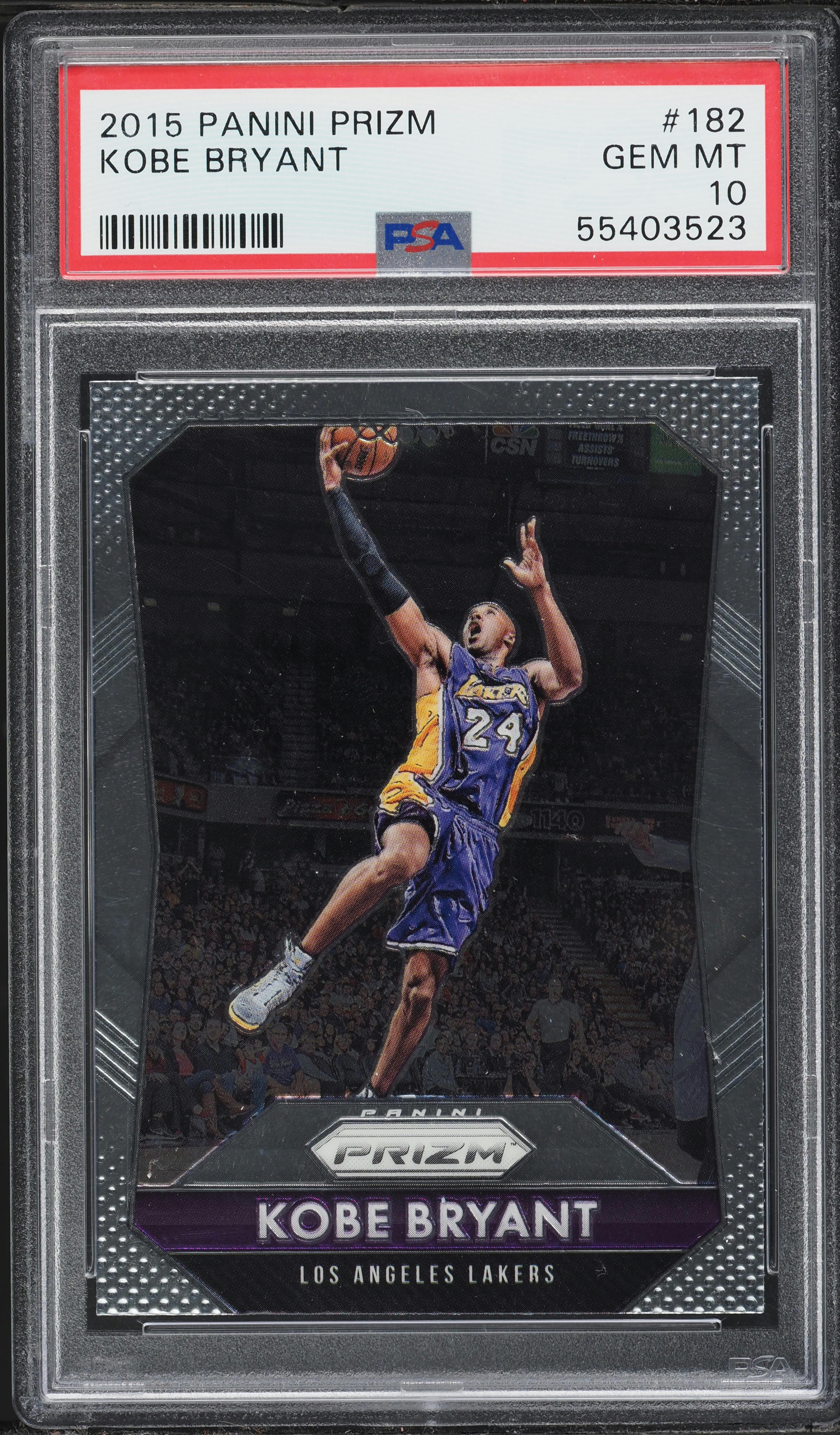 2015 Panini Prizm Kobe Bryant #182 PSA 10 GEM MINT on Fanatics Collect