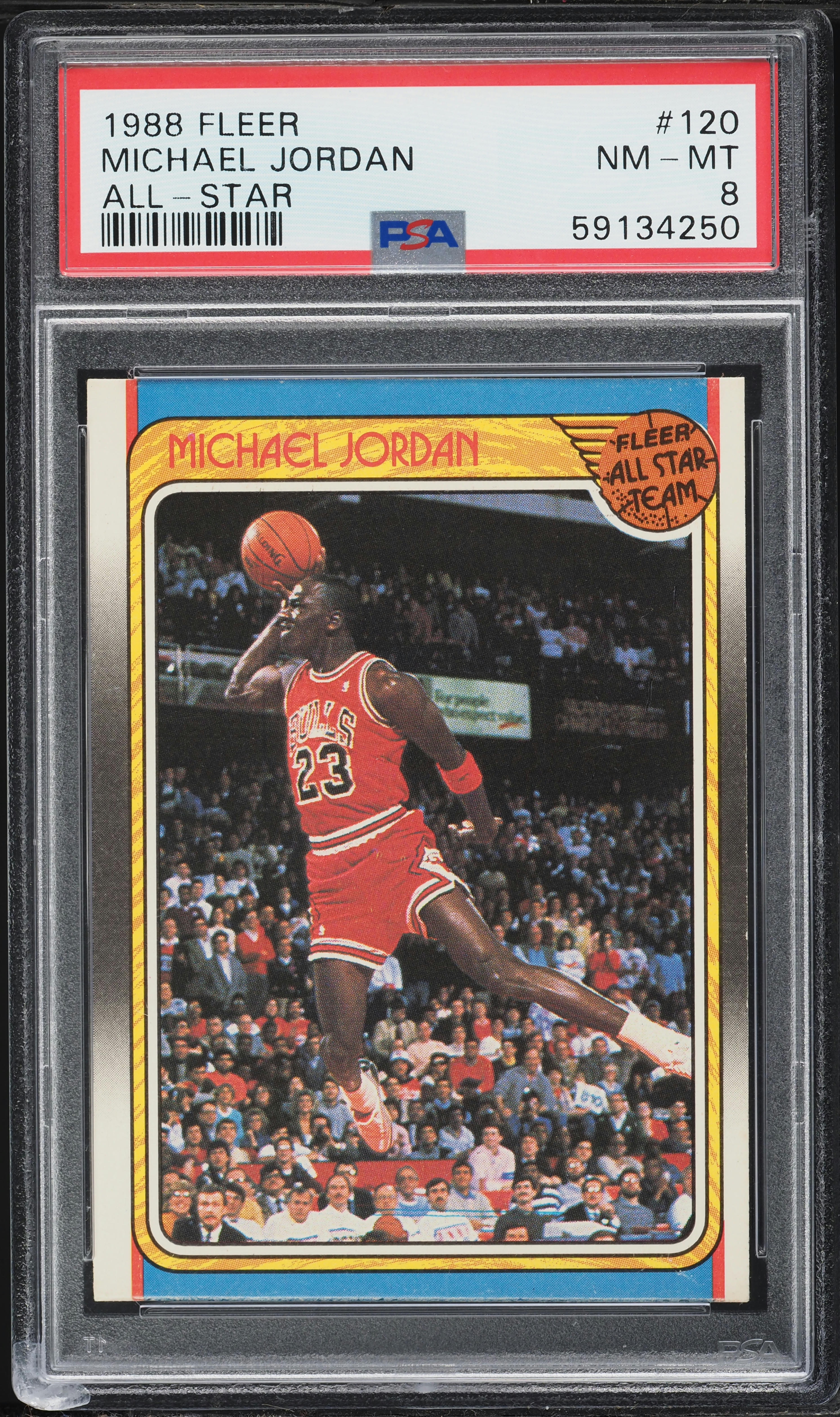 1988 Fleer Basketball Michael Jordan ALL-STAR #120 PSA 8 NM-MT on