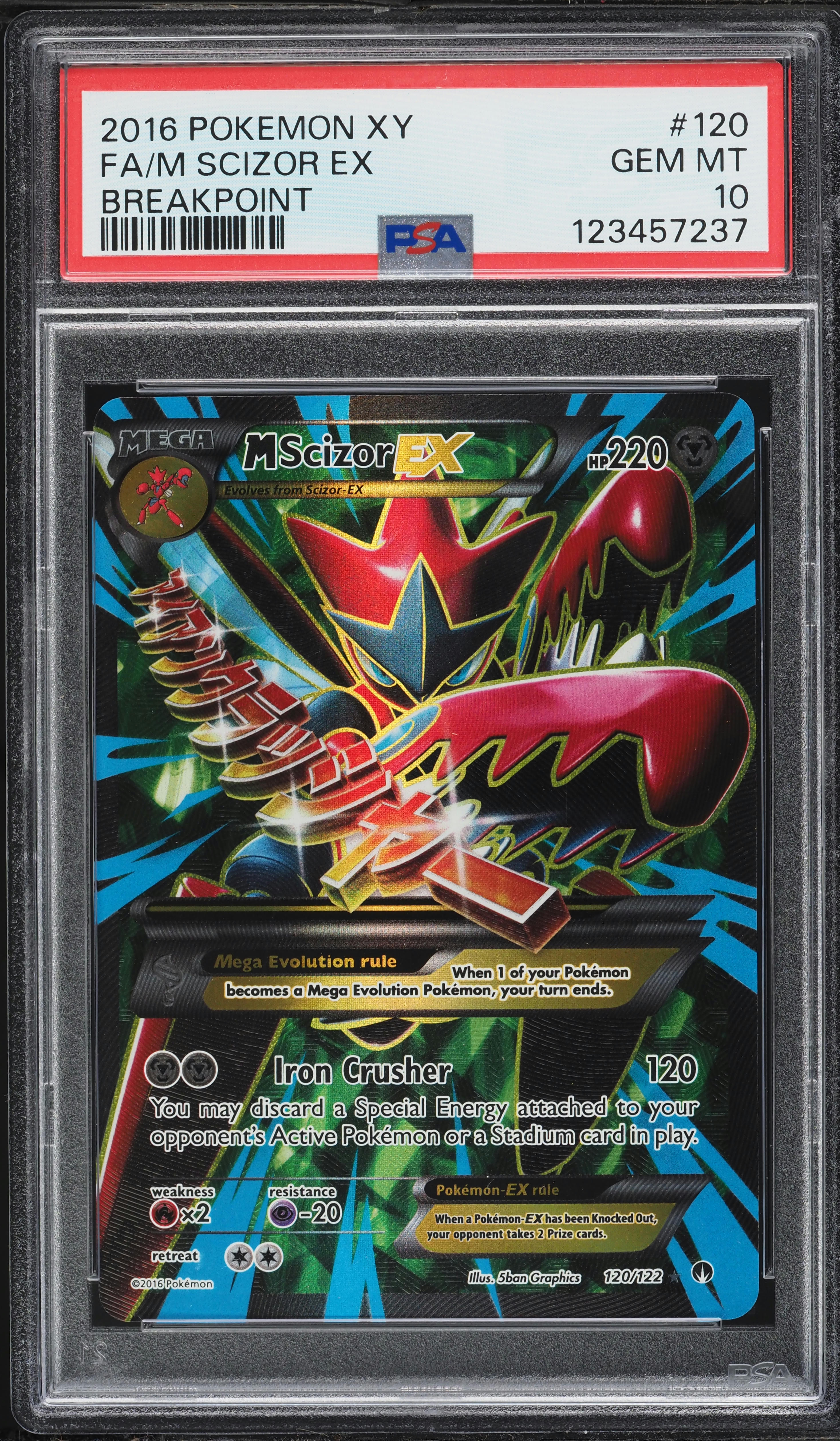 2016 Pokemon XY BREAKpoint Full Art M Scizor EX #120 PSA 10 GEM