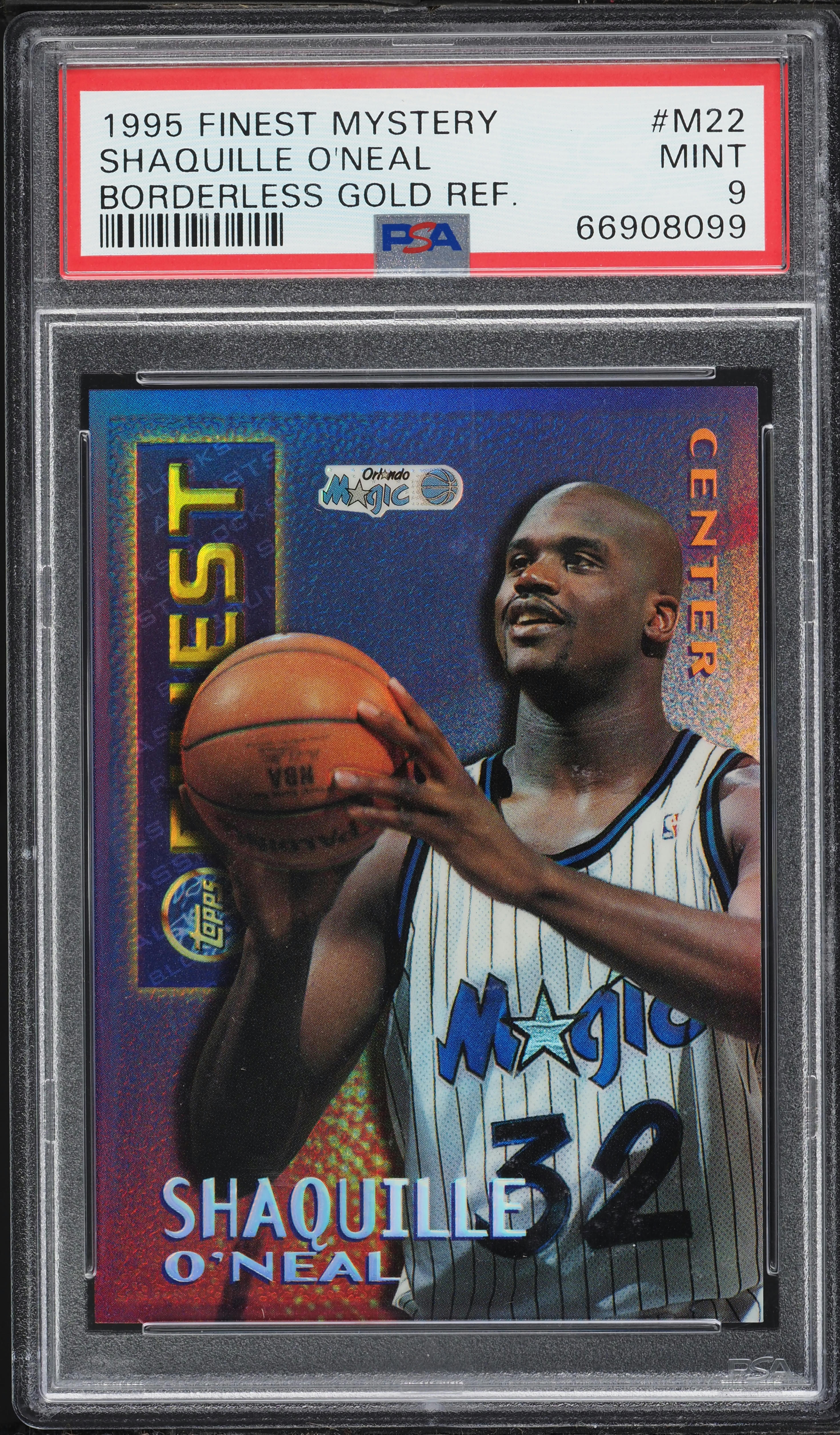 1995 Finest Mystery Borderless Gold Refractor Shaquille O'Neal