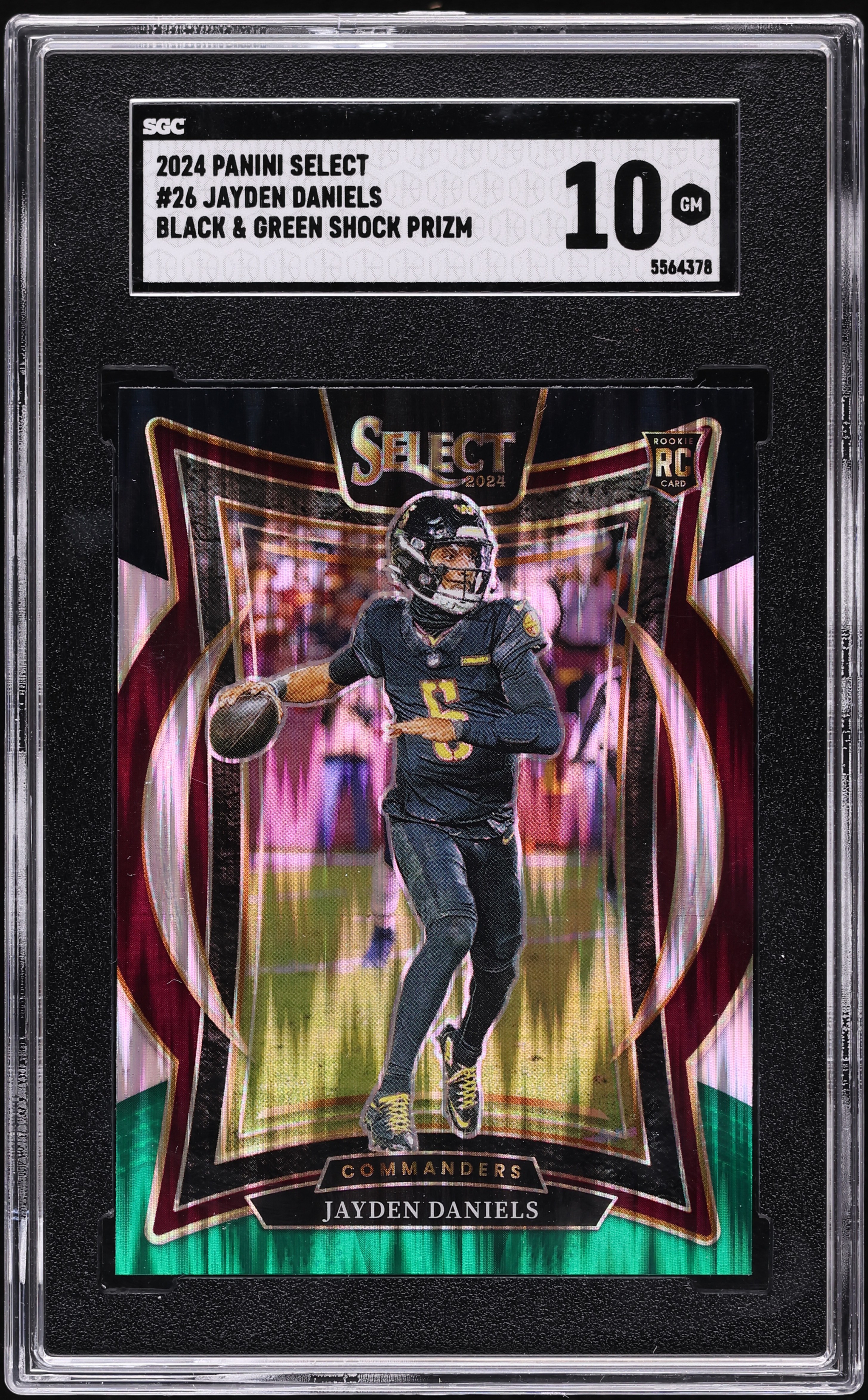 2024 Select Concourse Black & Green Shock Prizm Jayden Daniels