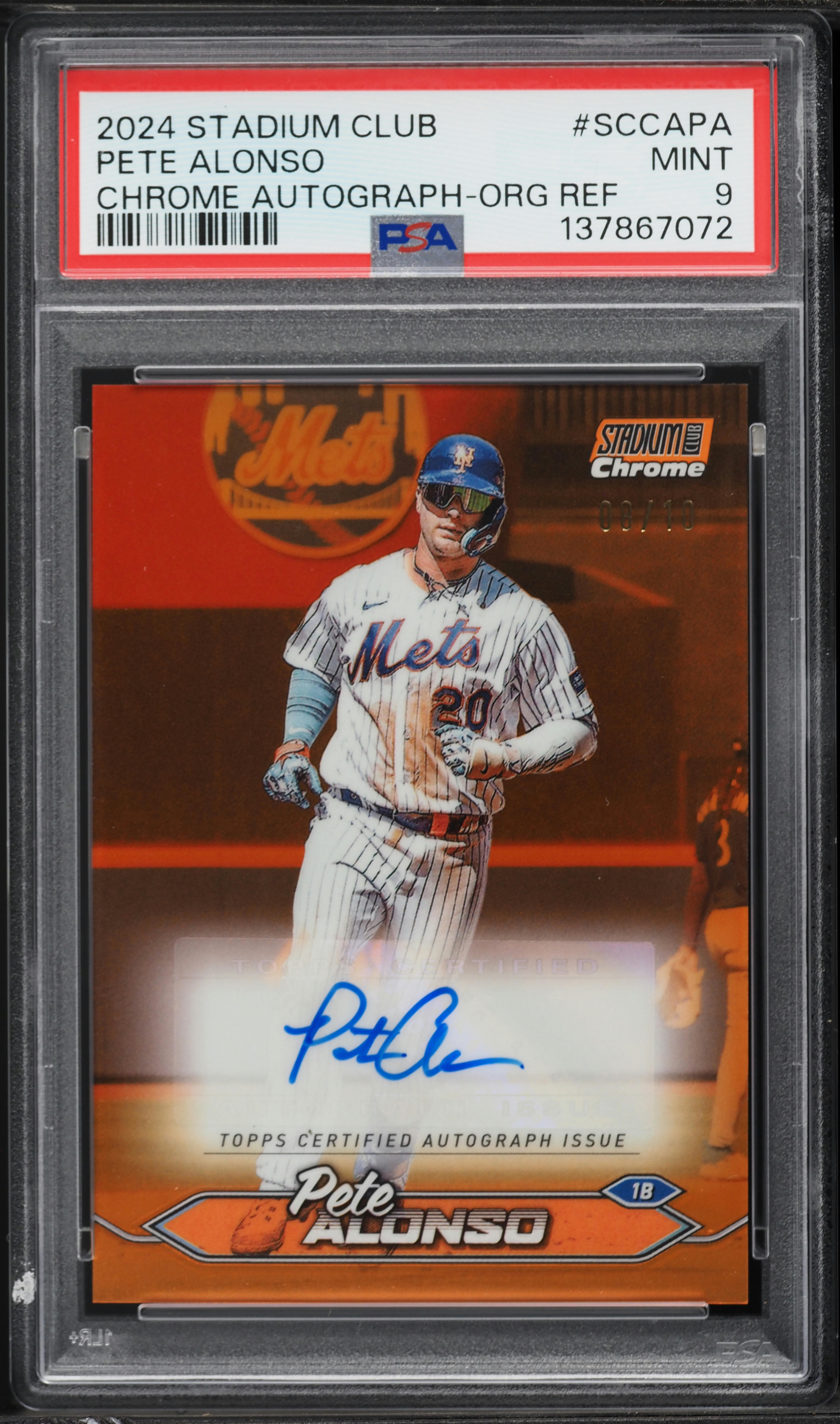 2024 Stadium Club Chrome Orange Refractor Pete Alonso AUTO /10 