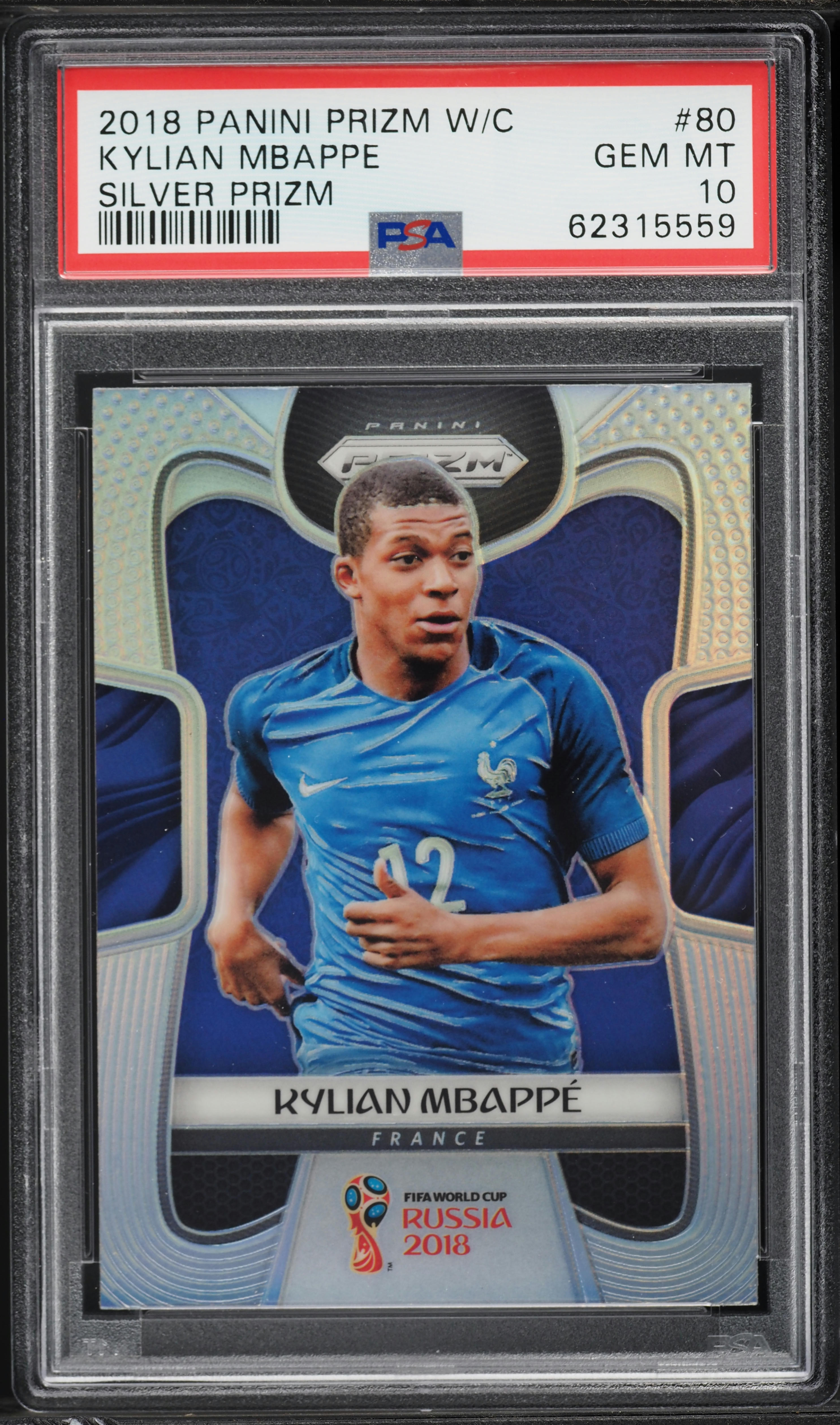 2018 Panini Prizm World Cup Silver Kylian Mbappe ROOKIE #80 PSA 10