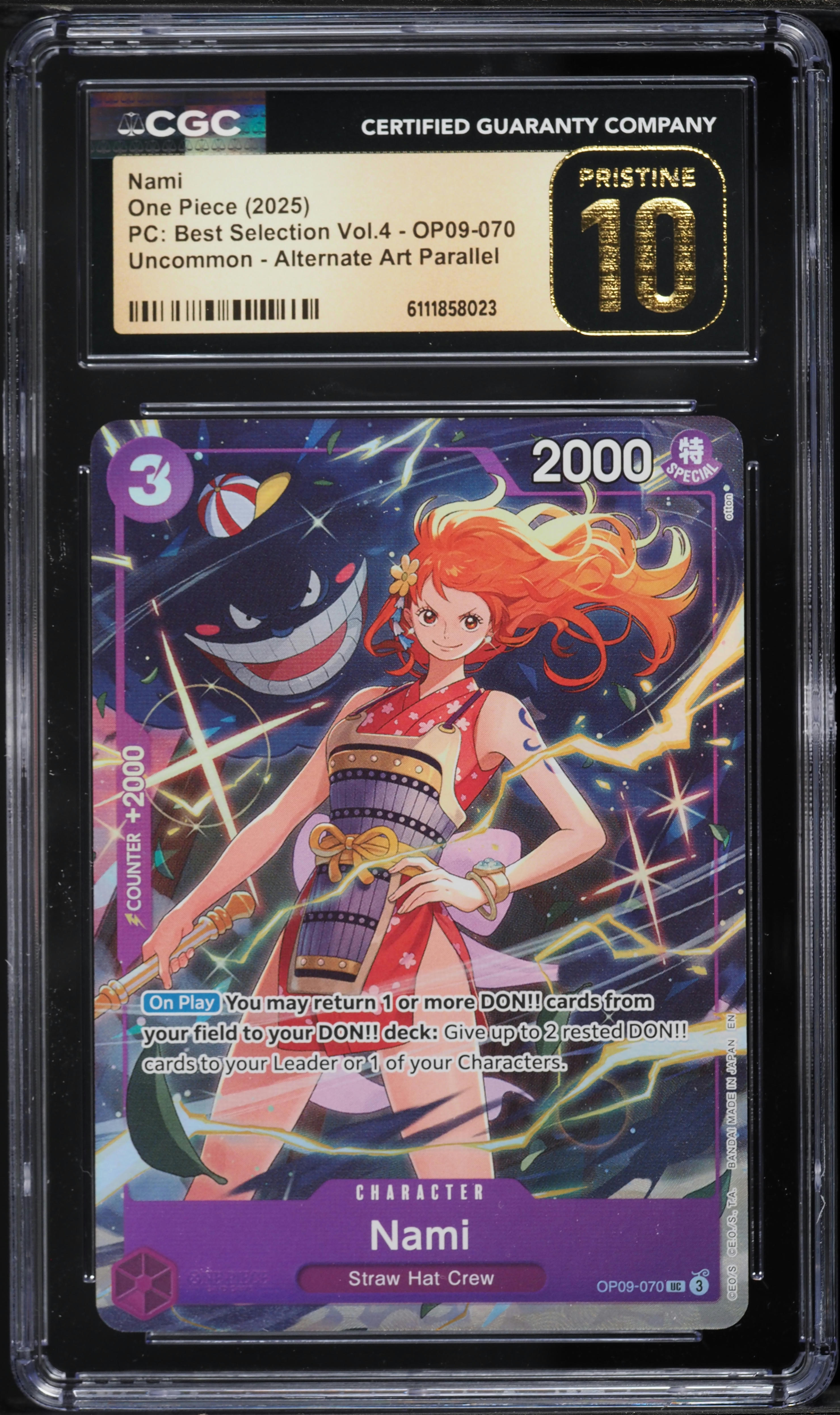 2025 One Piece PC Best Selection Vol 4 Alt Art Nami #OP09-070 CGC