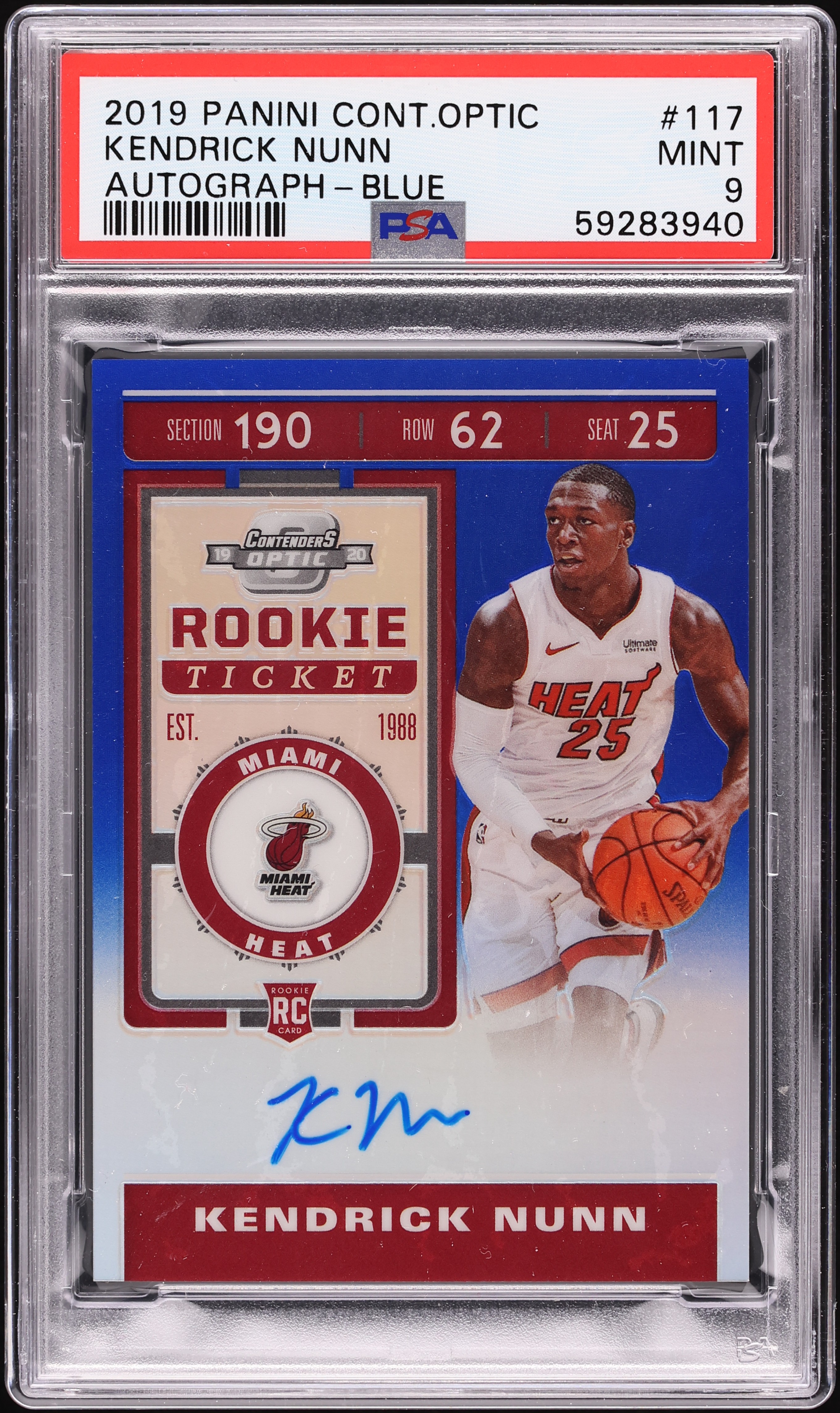 チャウヌ 握手会券 2019 Panini Contenders Optic Ticket Blue Prizm Kendrick Nunn