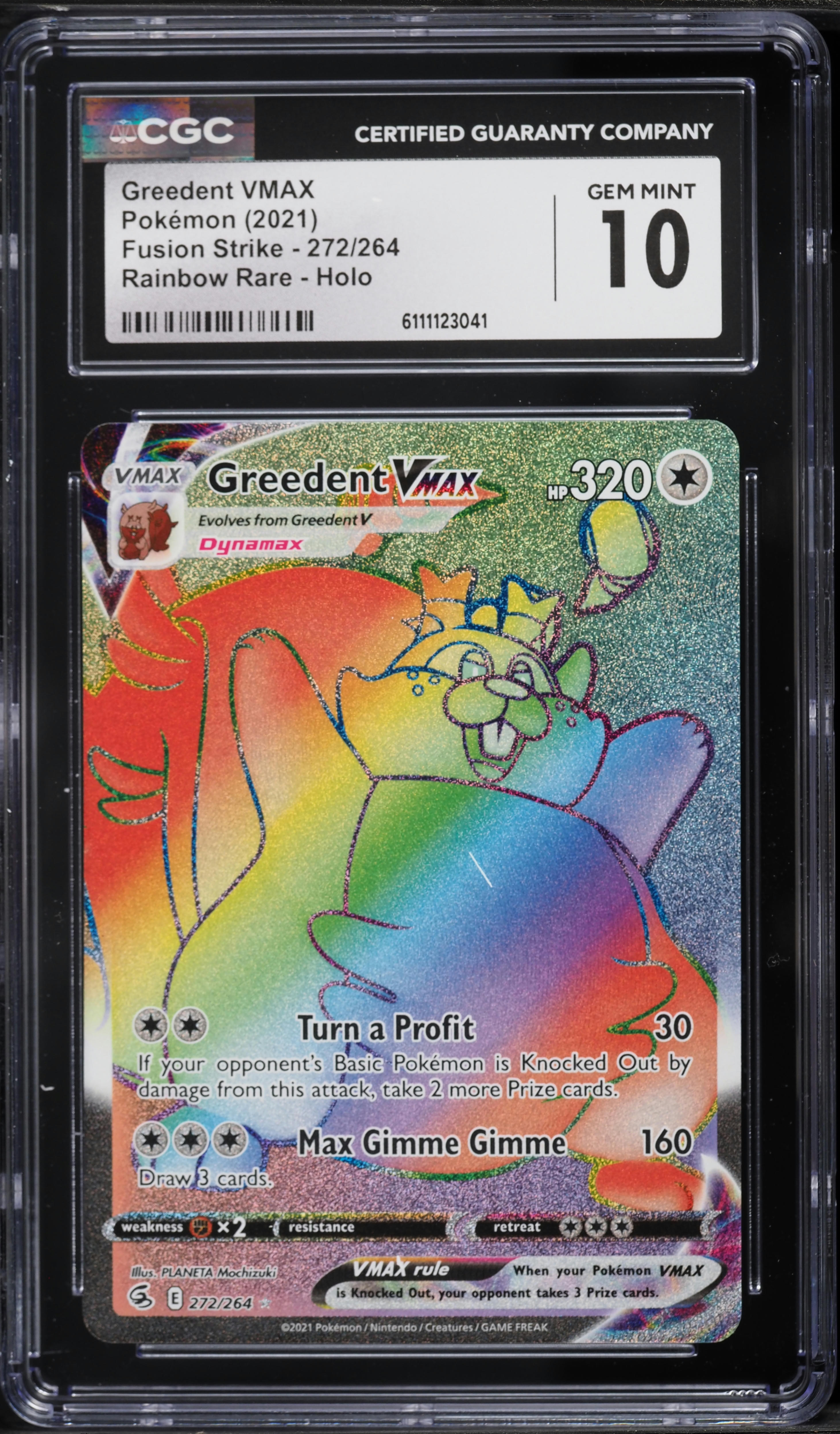 2021 Pokemon Sword & Shield Fusion Strike Rainbow Rare Greedent