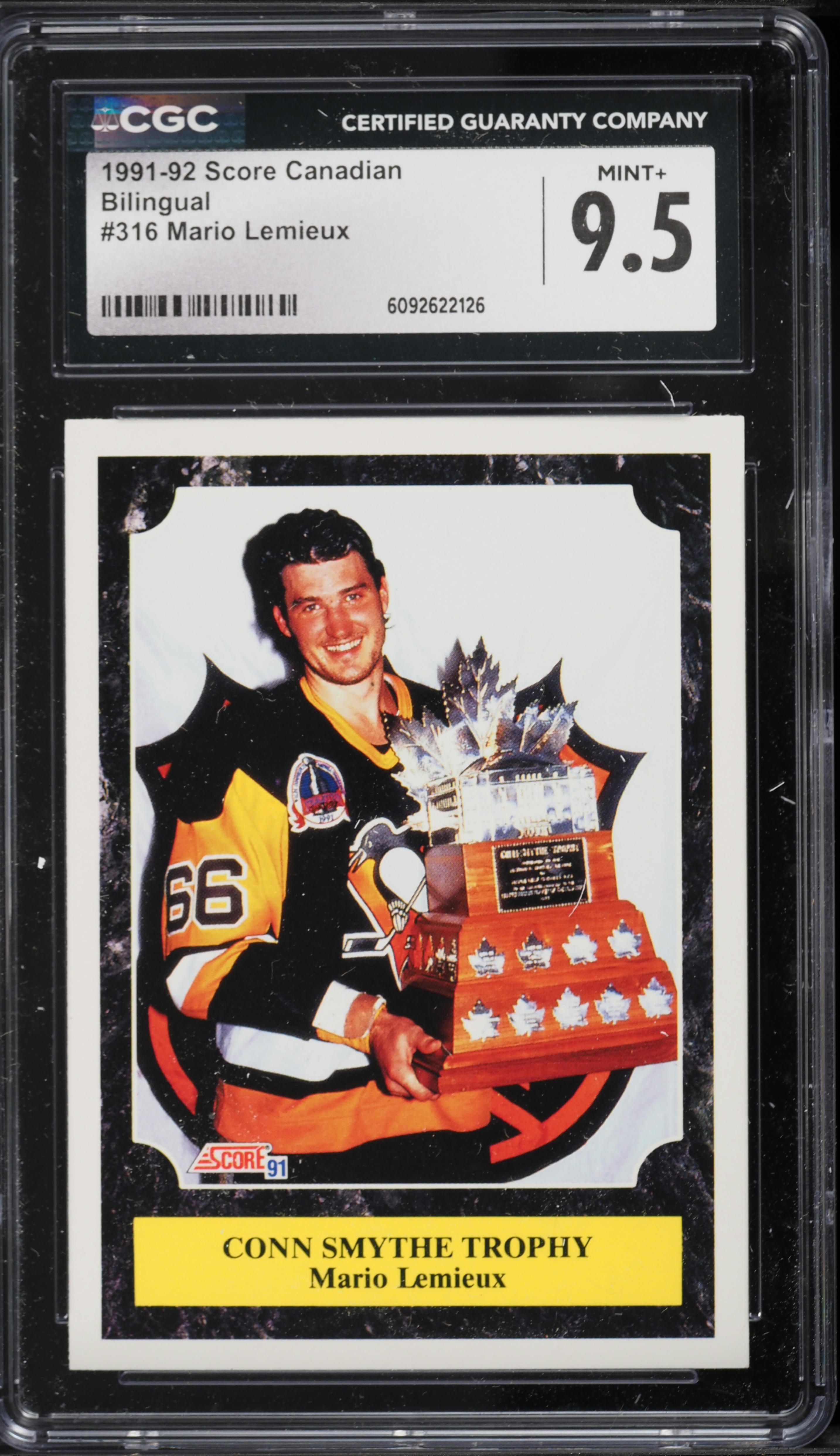 1991 Score Canadian Bilingual Mario Lemieux #316 CGC 9.5 MINT+ on
