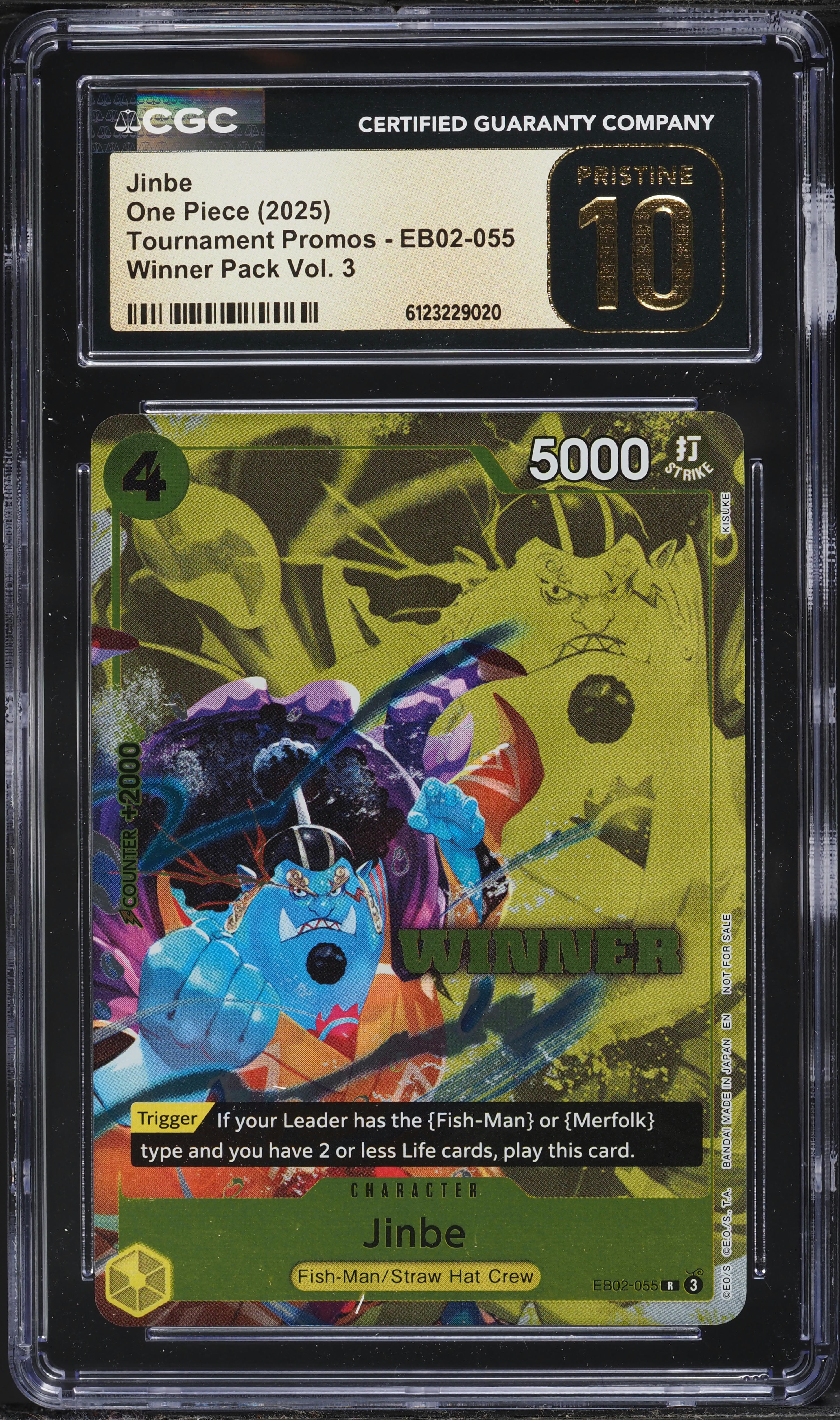 2025 One Piece Promo Winner Pack Vol 3 Alt Art Jinbe #EB02-055 CGC 10  PRISTINE on Fanatics Collect
