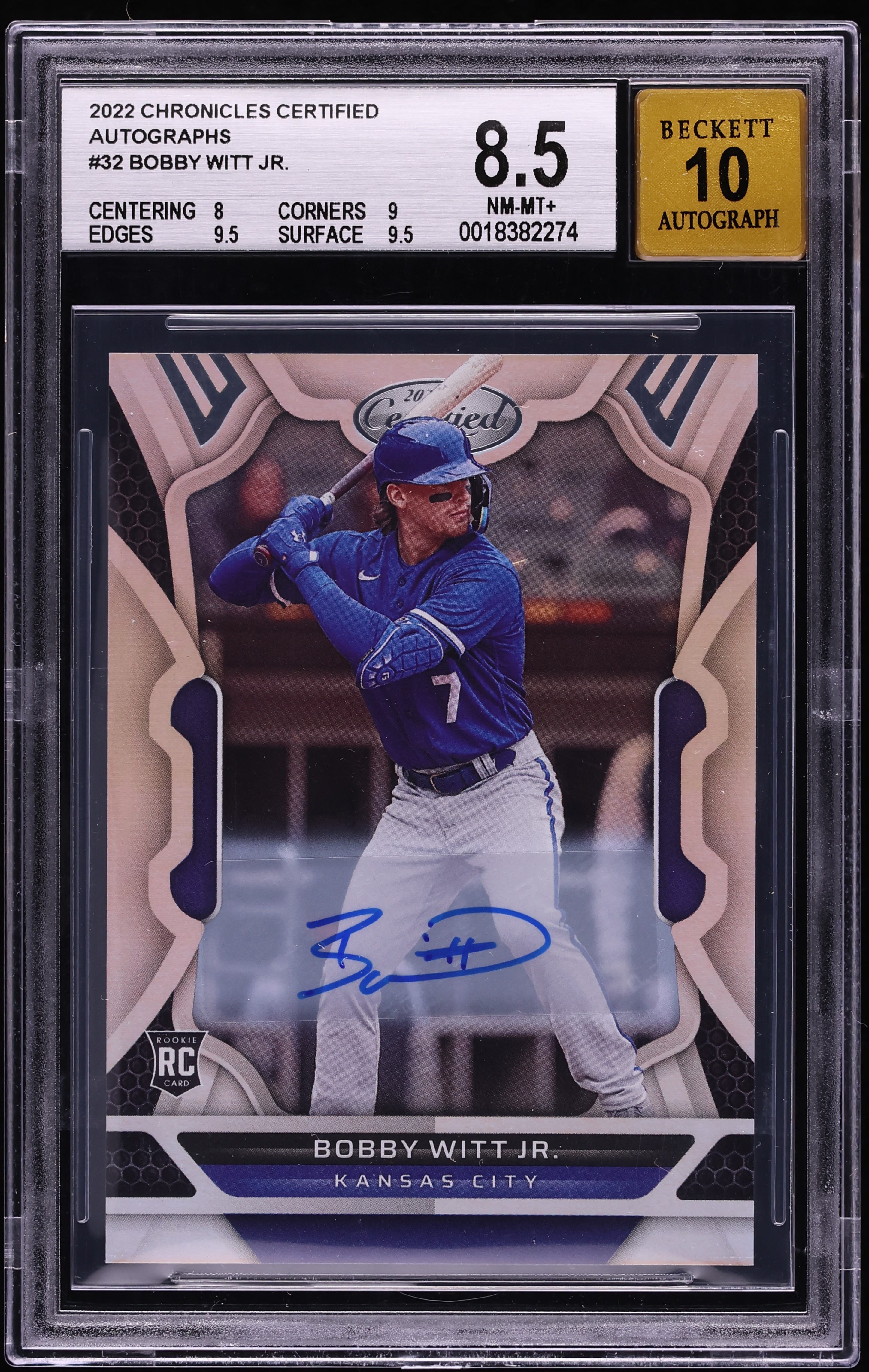 2022 Panini Chronicles Certified Bobby Witt Jr. ROOKIE AUTO #32 