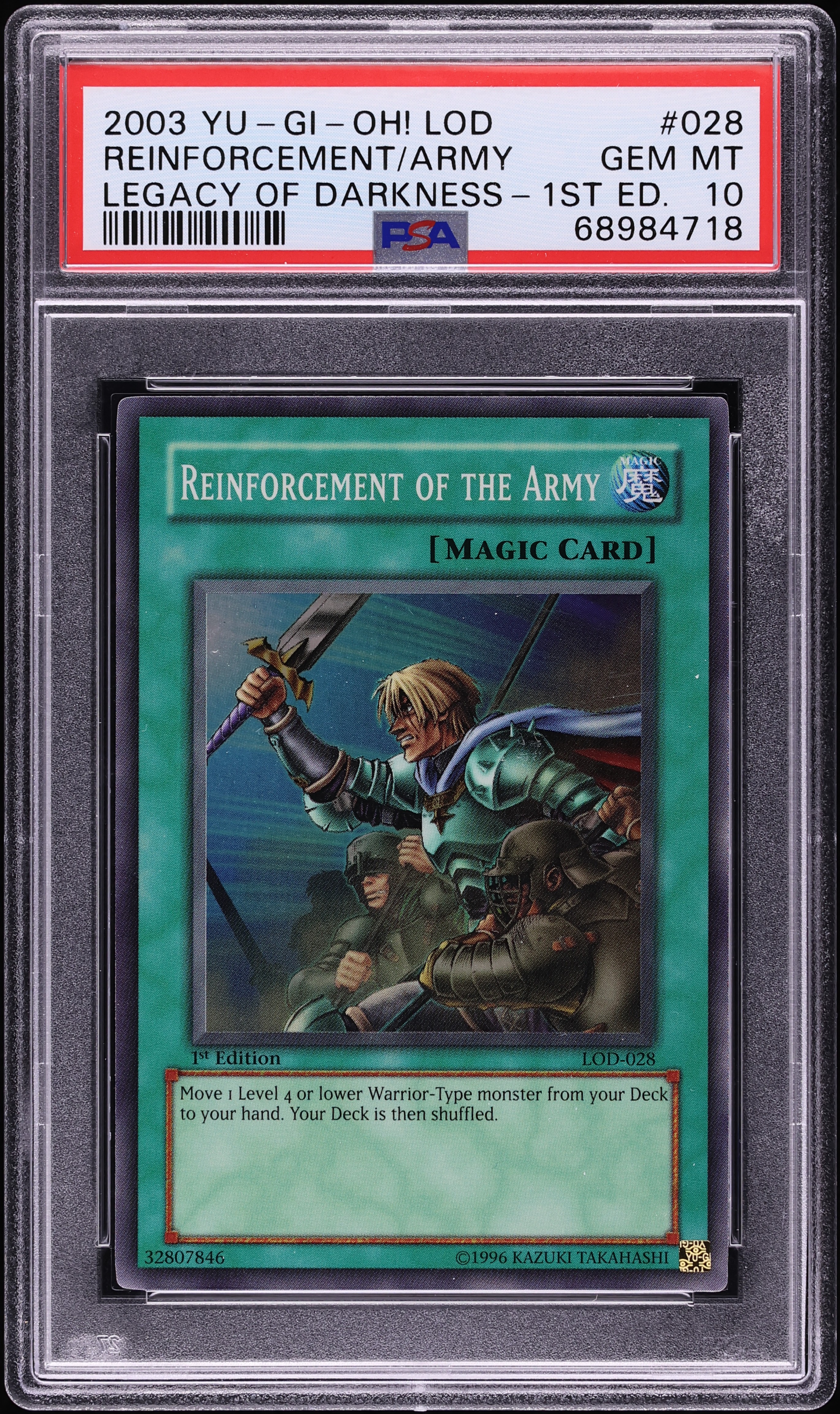 2003 Yu-Gi-Oh! LOD 1st Edition Reinforcement Of Army #LOD-028 PSA 