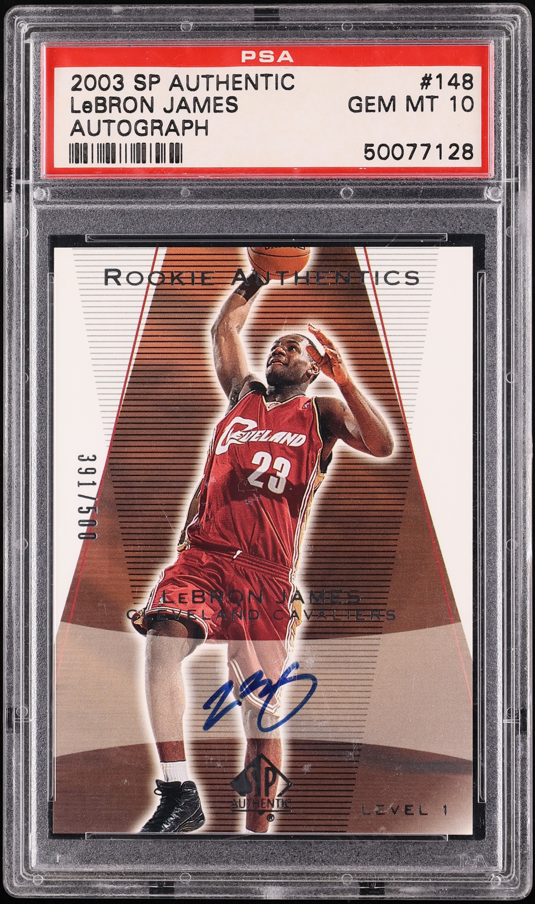2003 SP Authentic LeBron James ROOKIE AUTO /500 #148 PSA 10 GEM