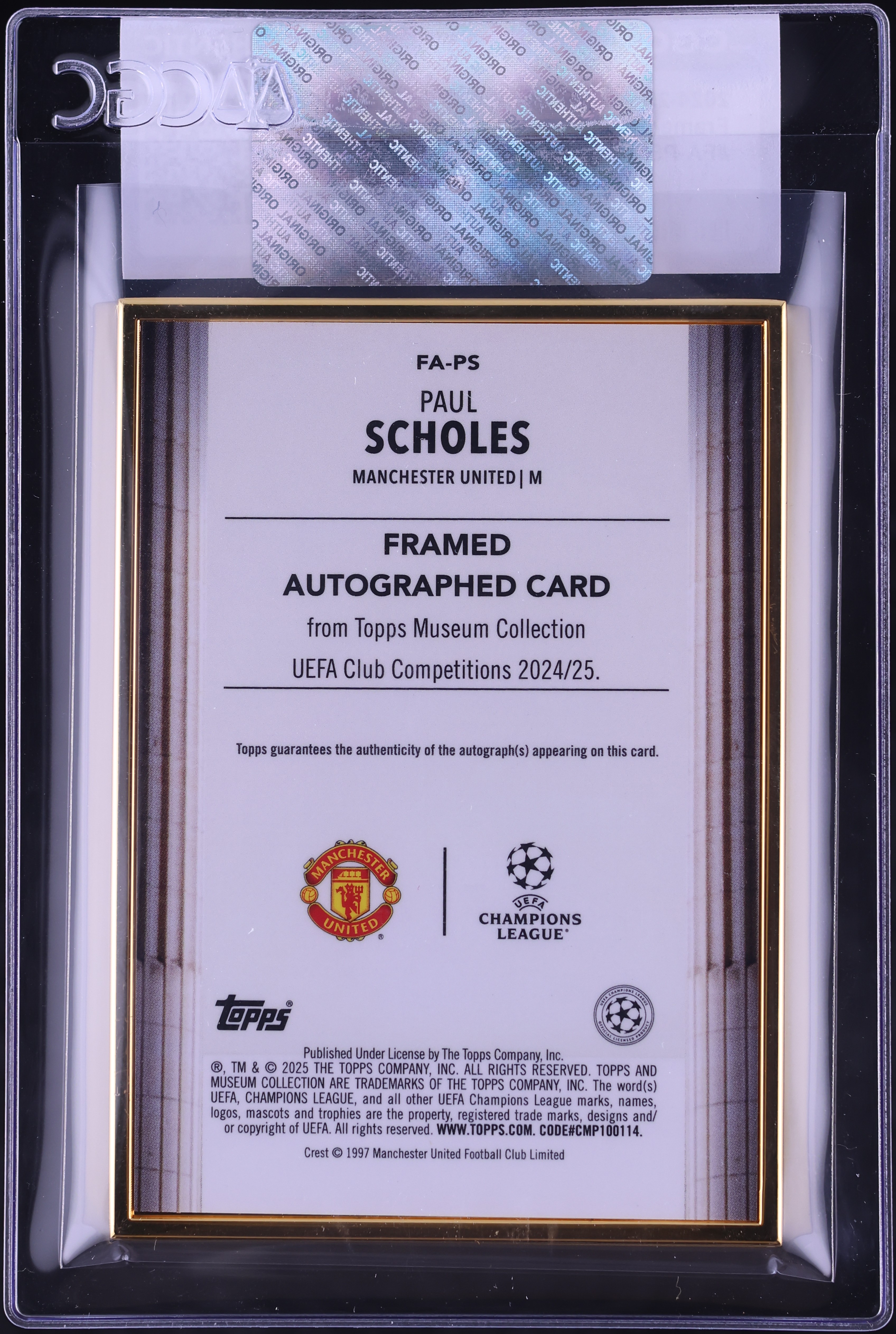2024 Topps Museum Collection UCC Framed Paul Scholes AUTO /99 #FA 