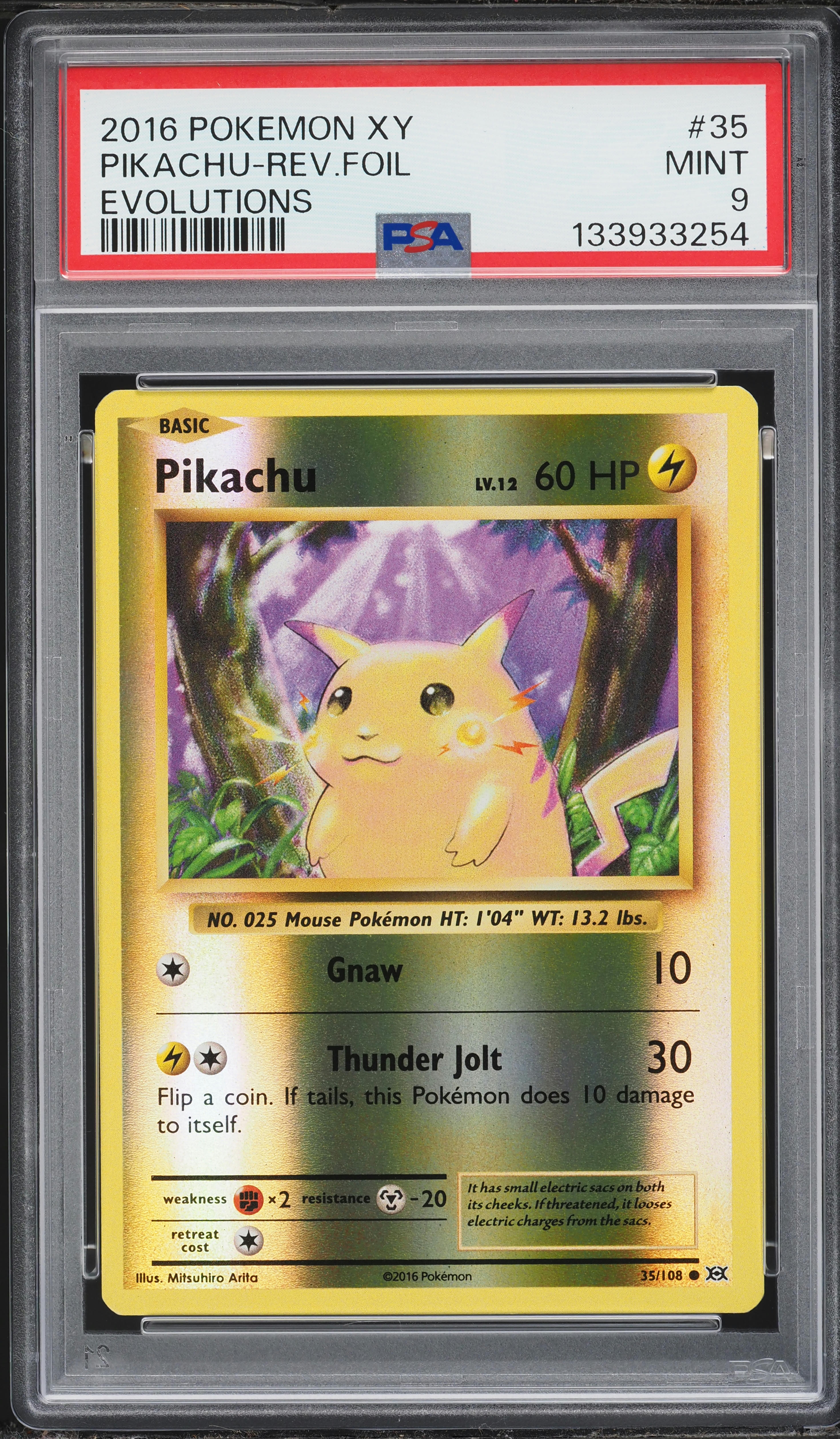 2016 Pokemon XY Evolutions Reverse Holo Pikachu #35 PSA 9 MINT on