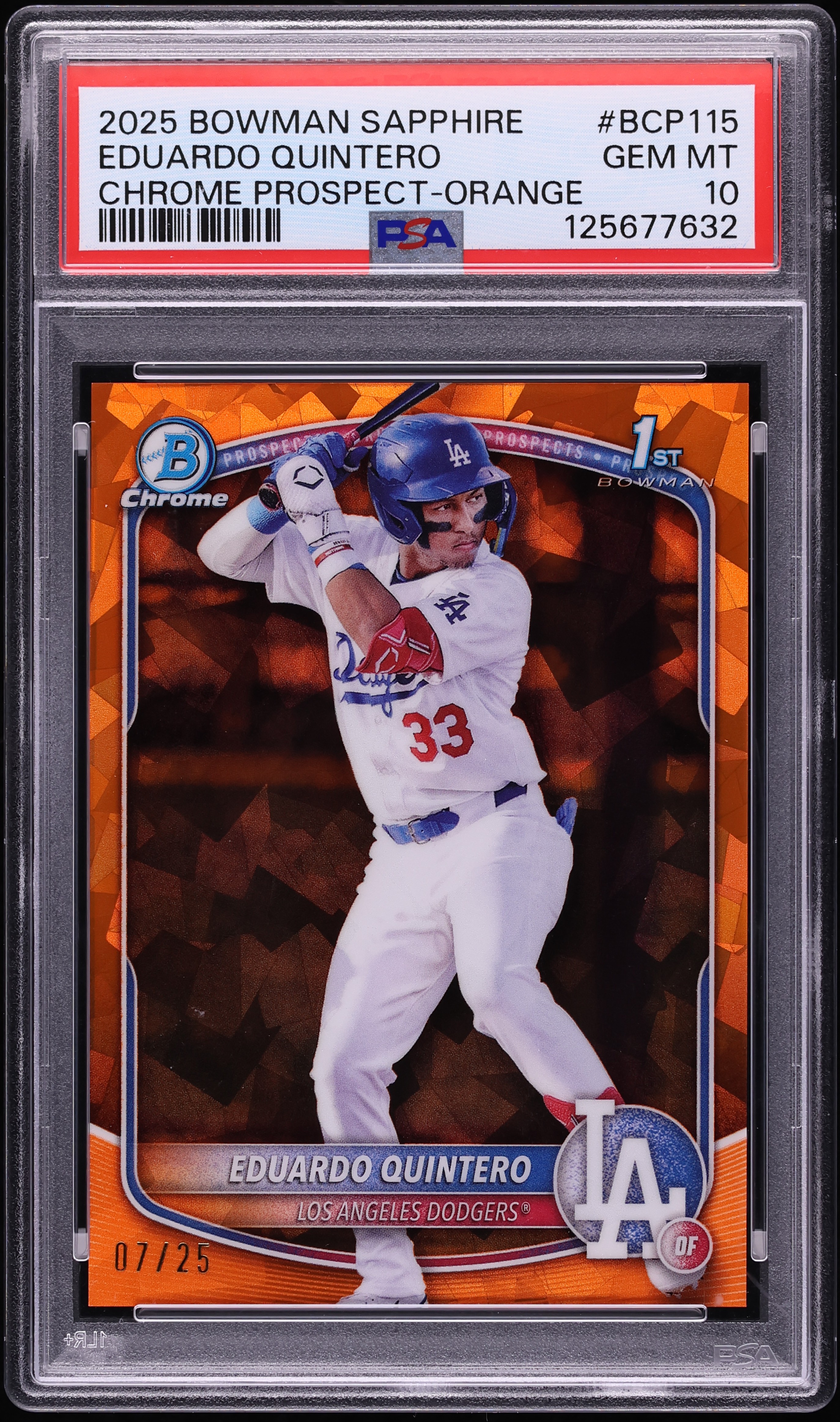2025 Bowman Chrome Sapphire Orange Eduardo Quintero PROSPECT /25 
