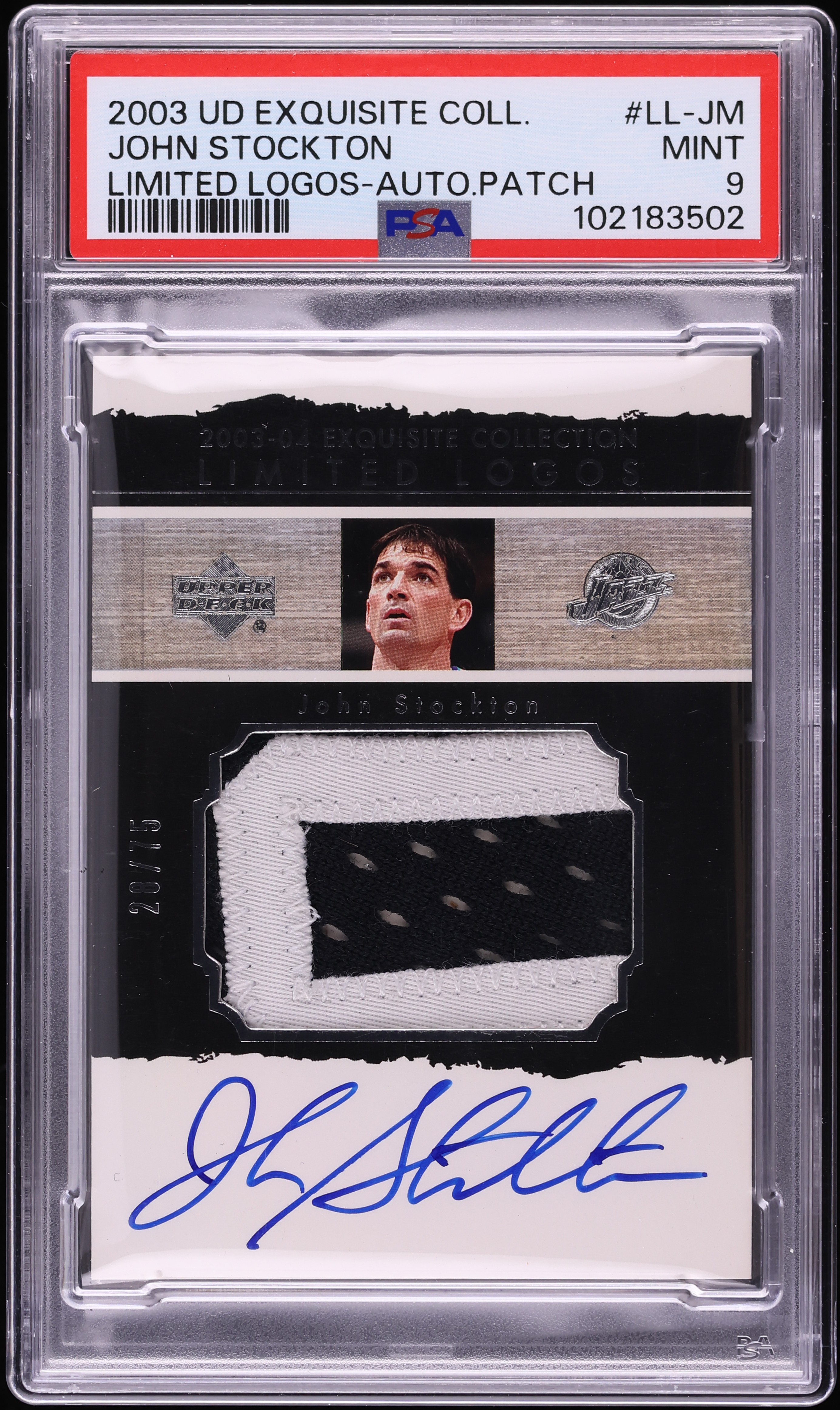 2003 Exquisite Collection Limited Logos John Stockton PATCH AUTO 