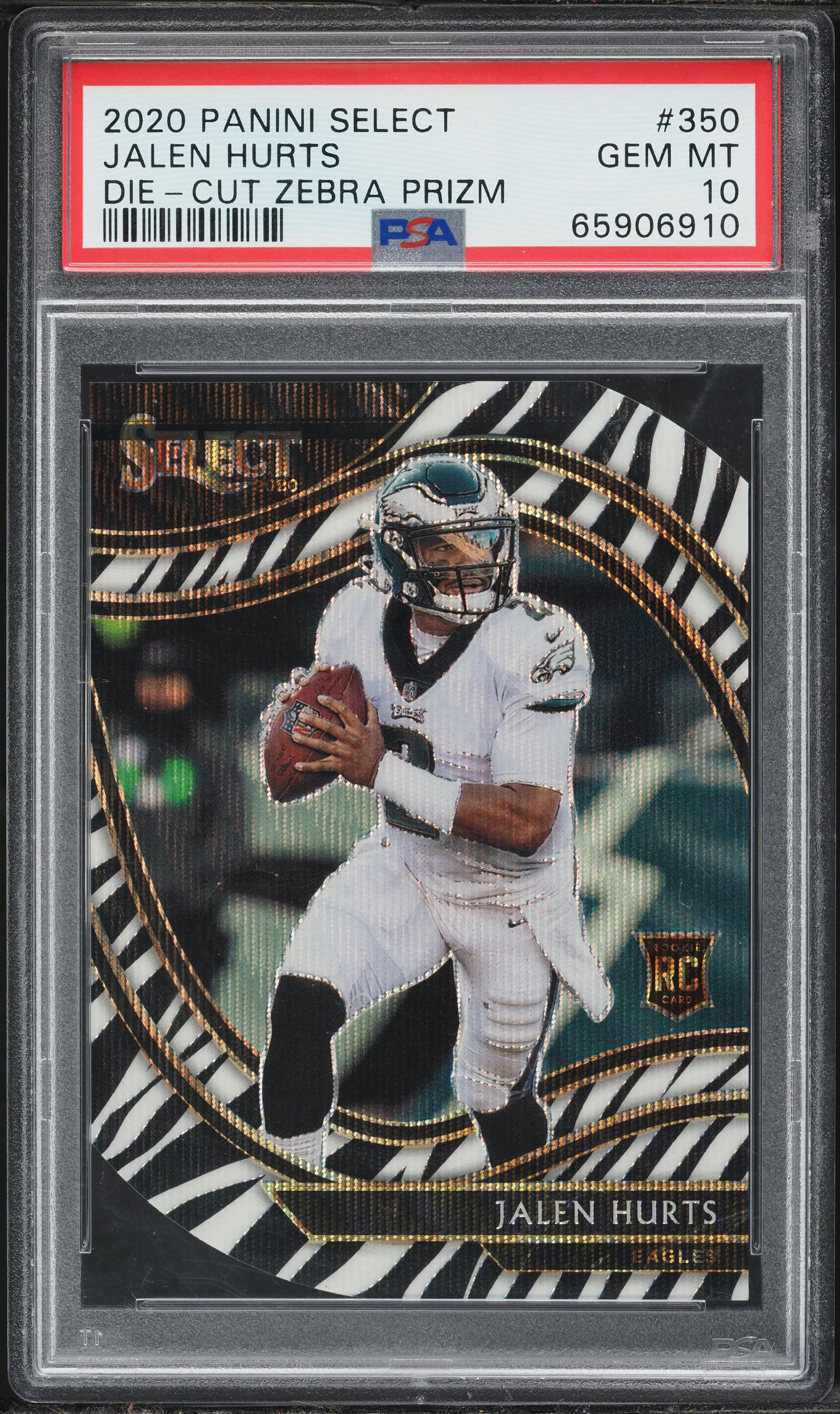2020 Select Field Level Zebra Prizm Die-Cut Jalen Hurts ROOKIE