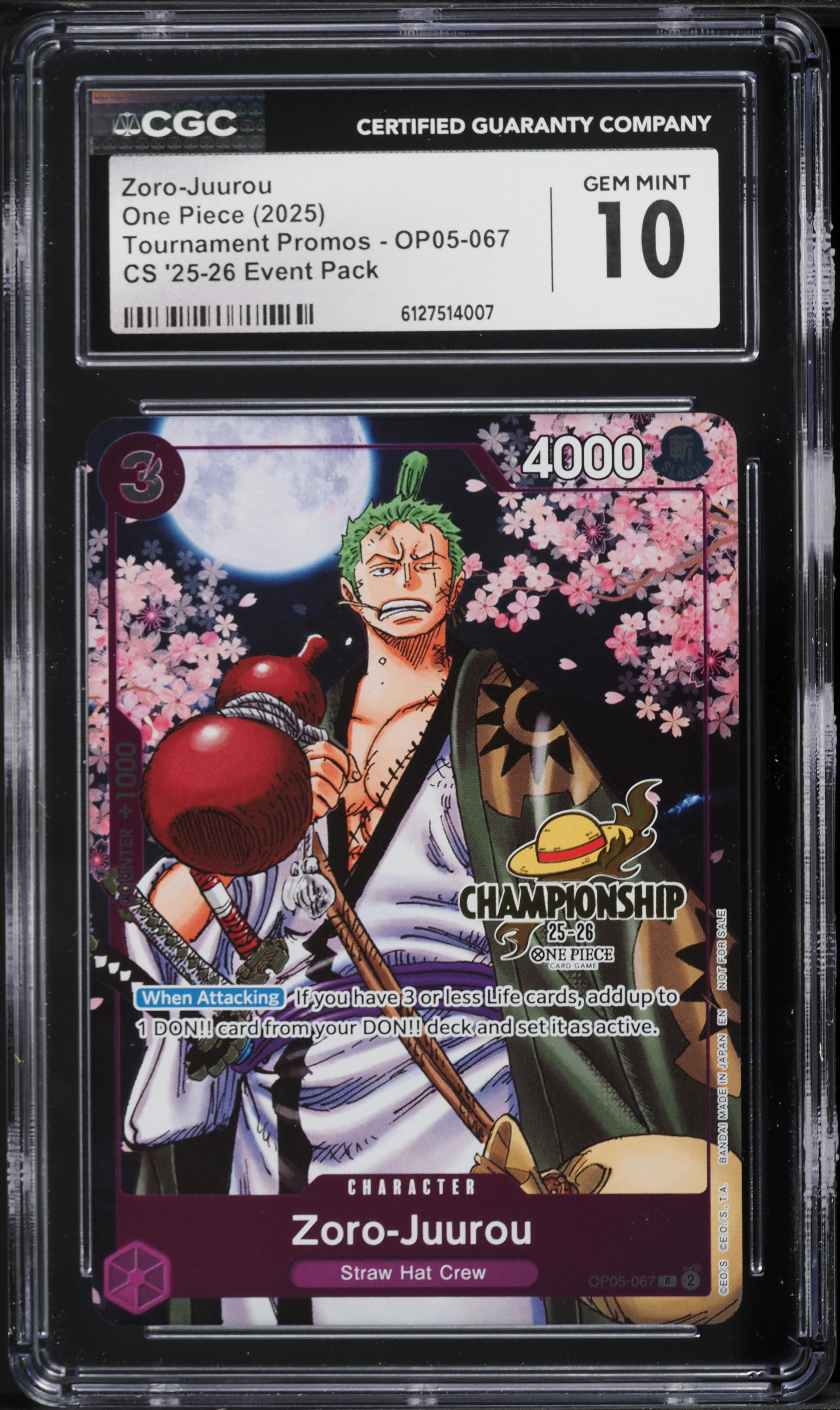 2025 One Piece Tournament Promo Championship '26 Event Pack Zoro