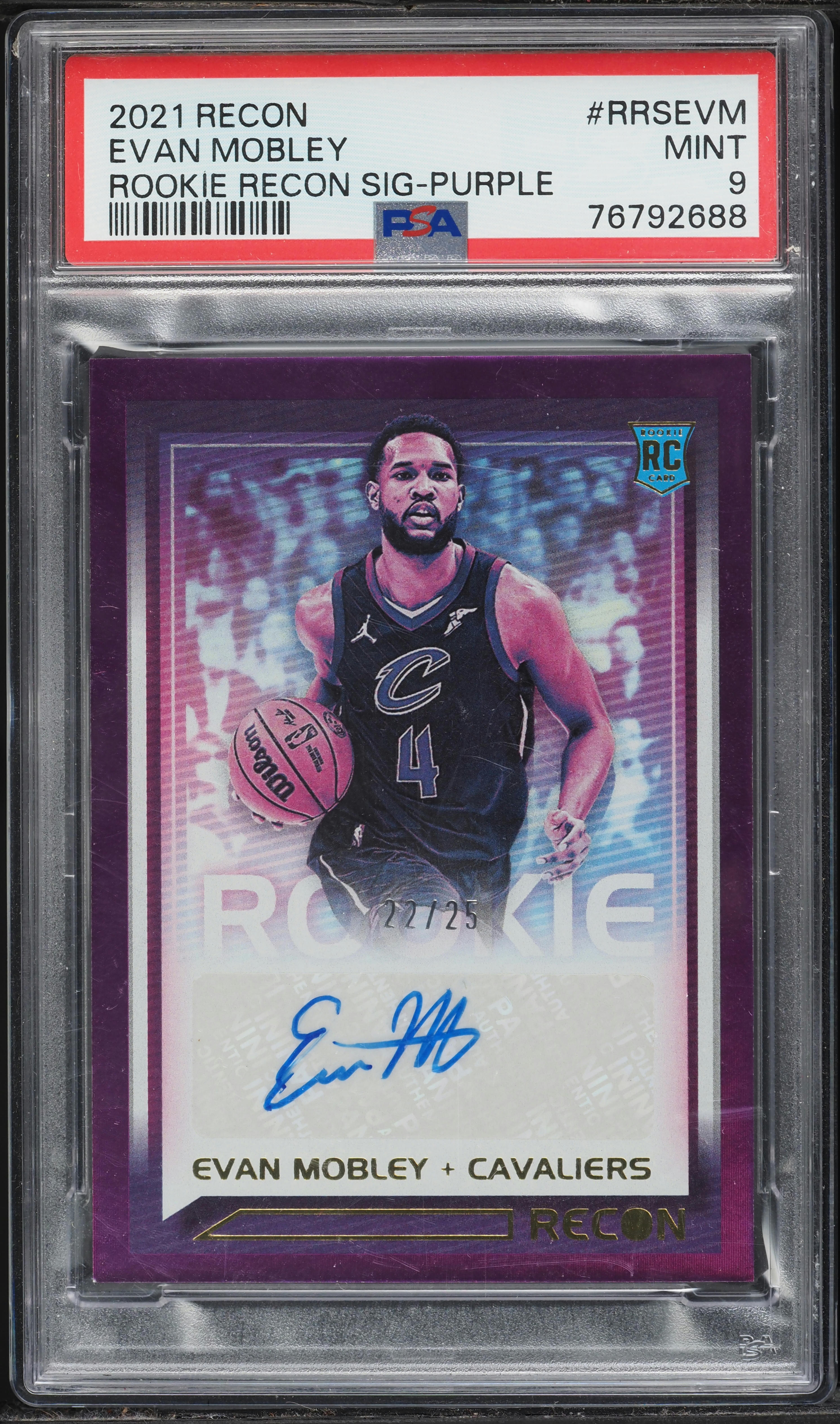 2021 Panini Recon Purple Evan Mobley ROOKIE AUTO /25 #RRS-EVM PSA
