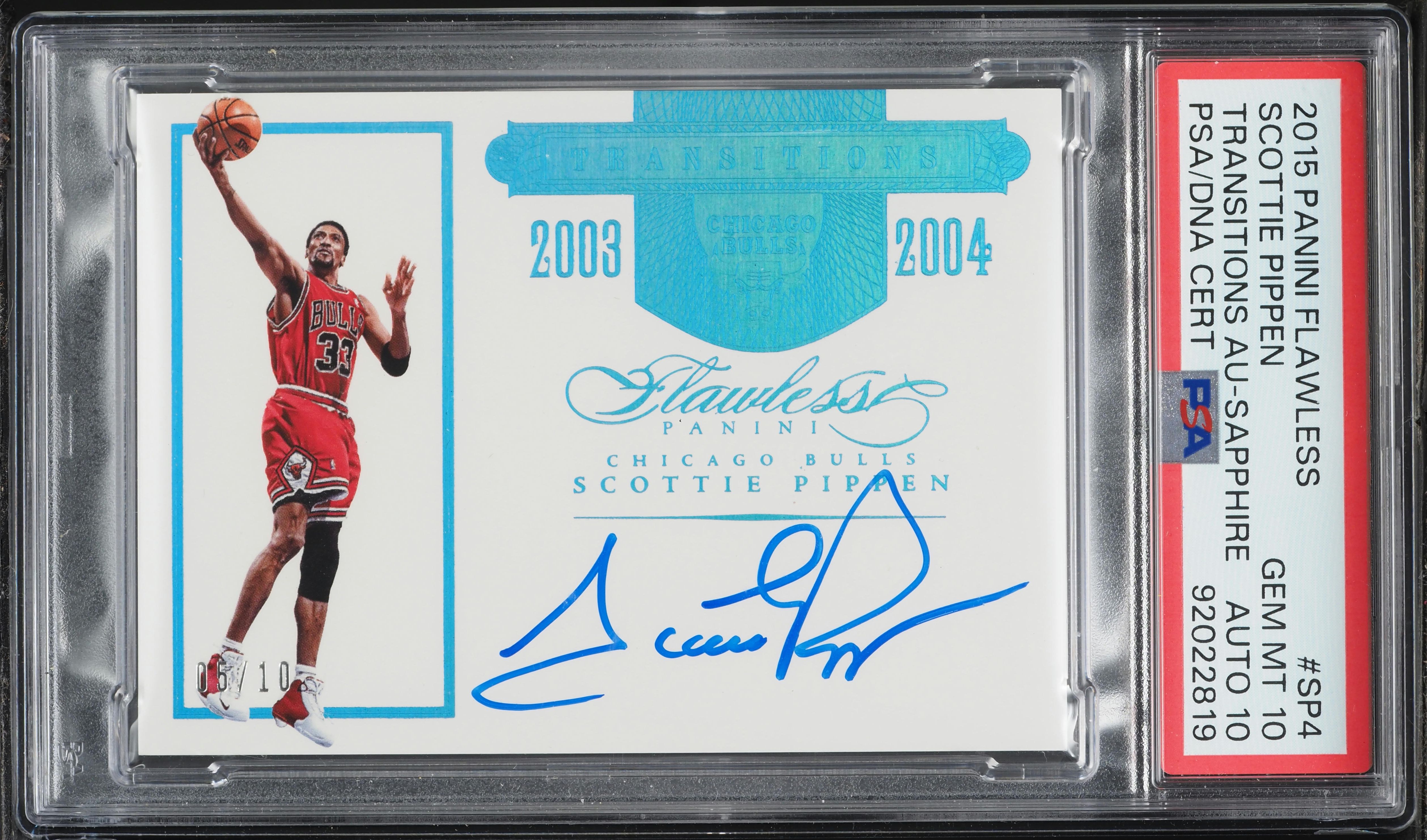 2015 Panini Flawless Transitions Sapphire Scottie Pippen AUTO DNA