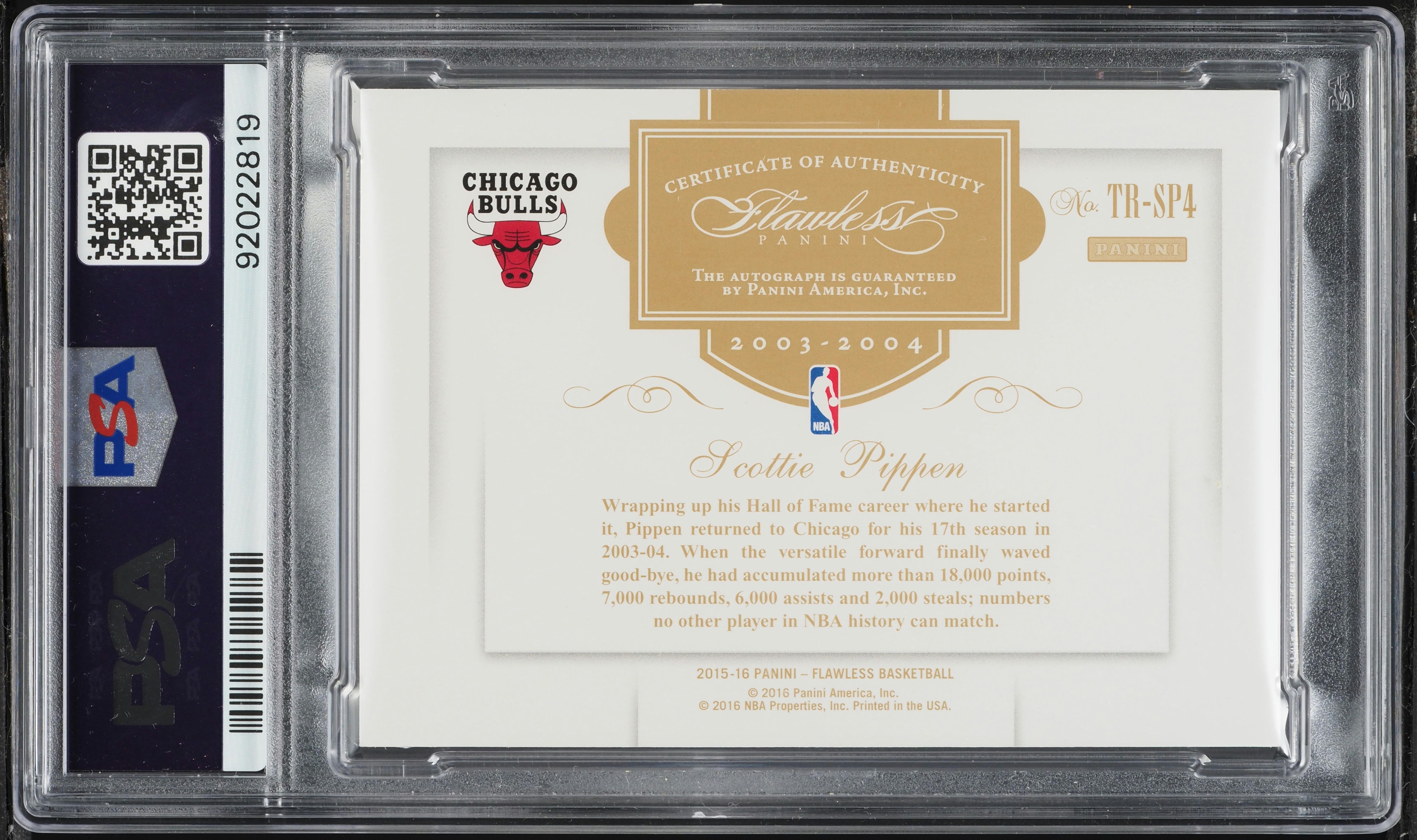 2015 Panini Flawless Transitions Sapphire Scottie Pippen AUTO DNA 