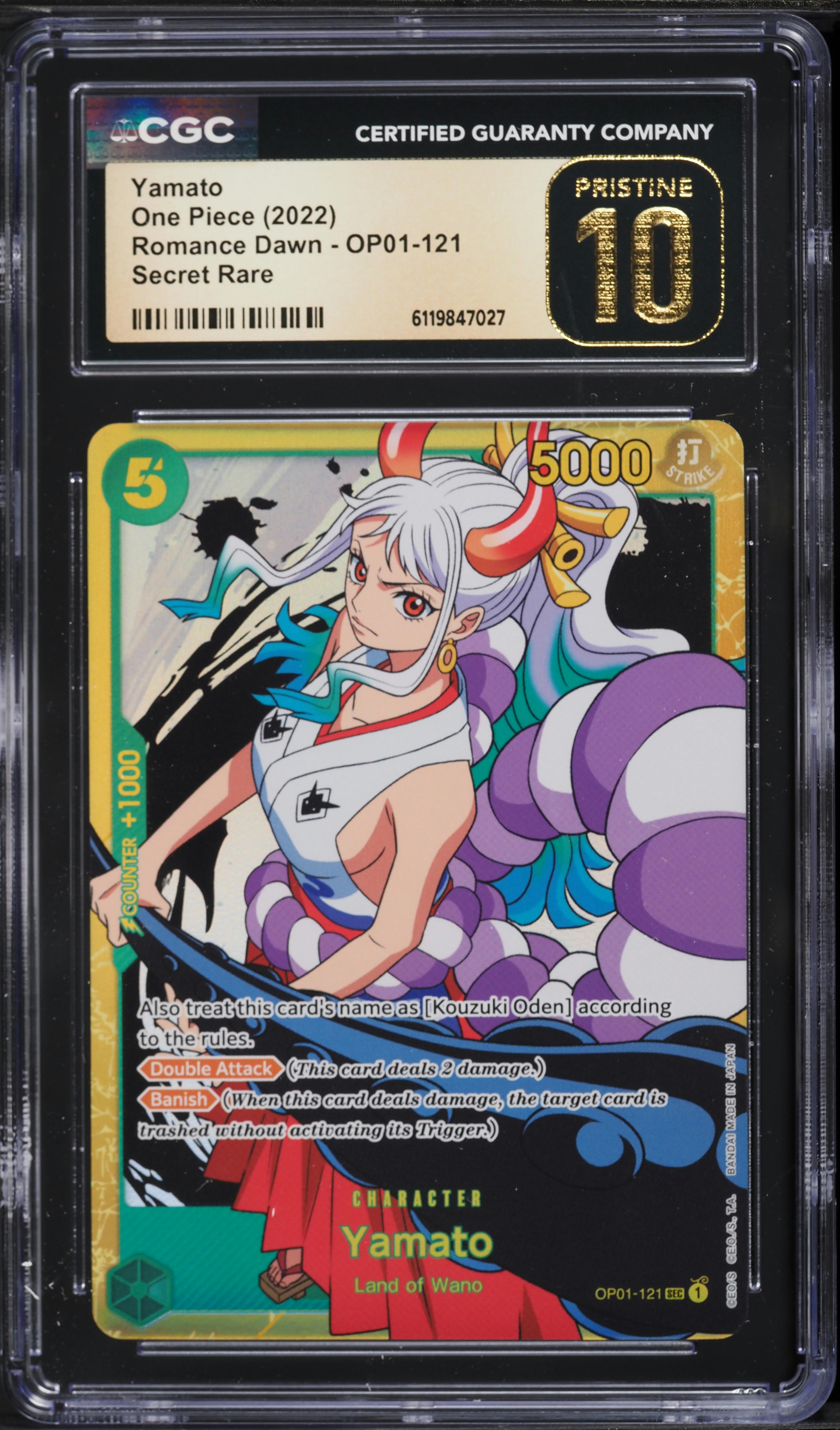2022 One Piece Romance Dawn SEC Yamato #OP01-121 CGC 10 PRISTINE