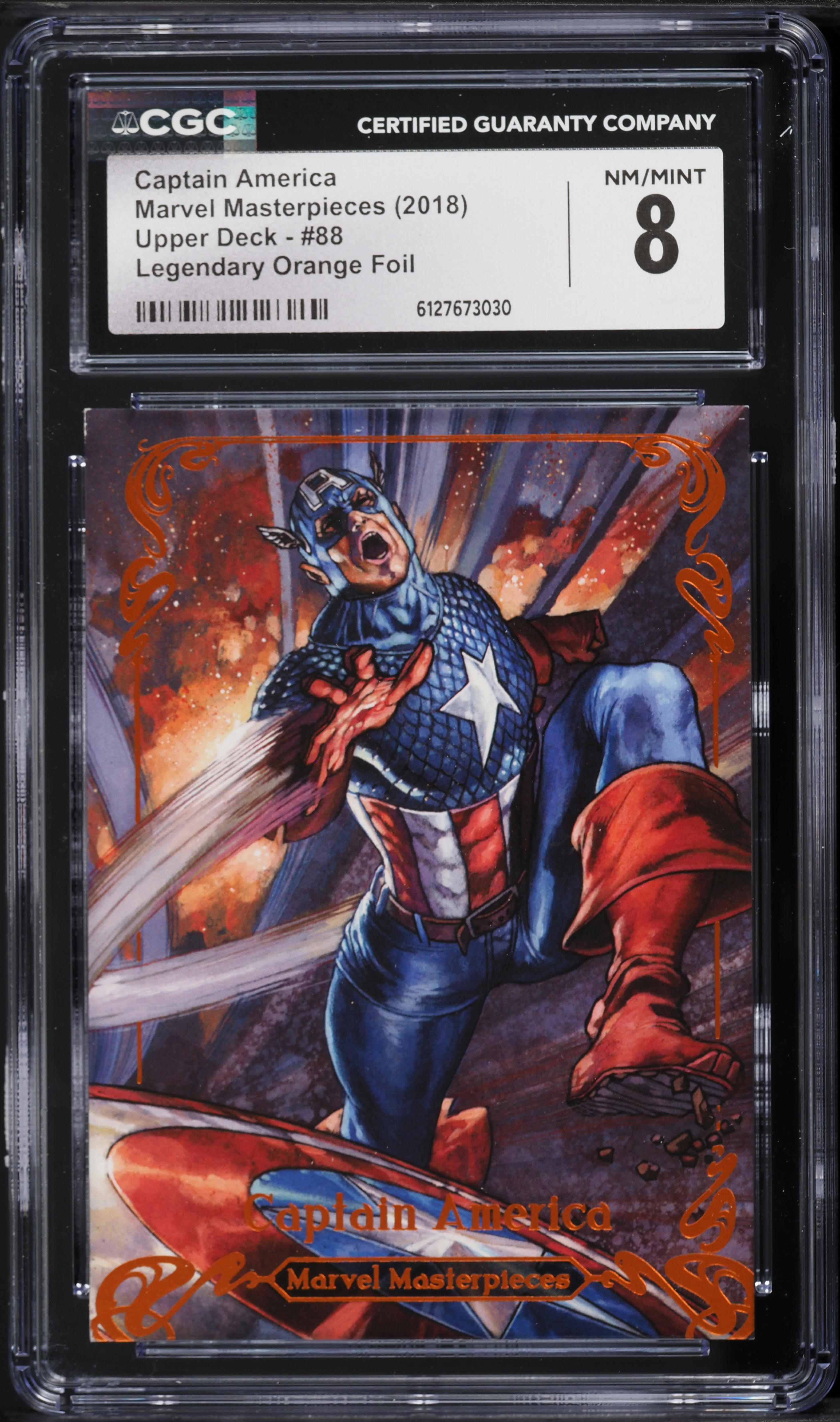 2018 Upper Deck Marvel Masterpieces Legendary Orange Foil Captain