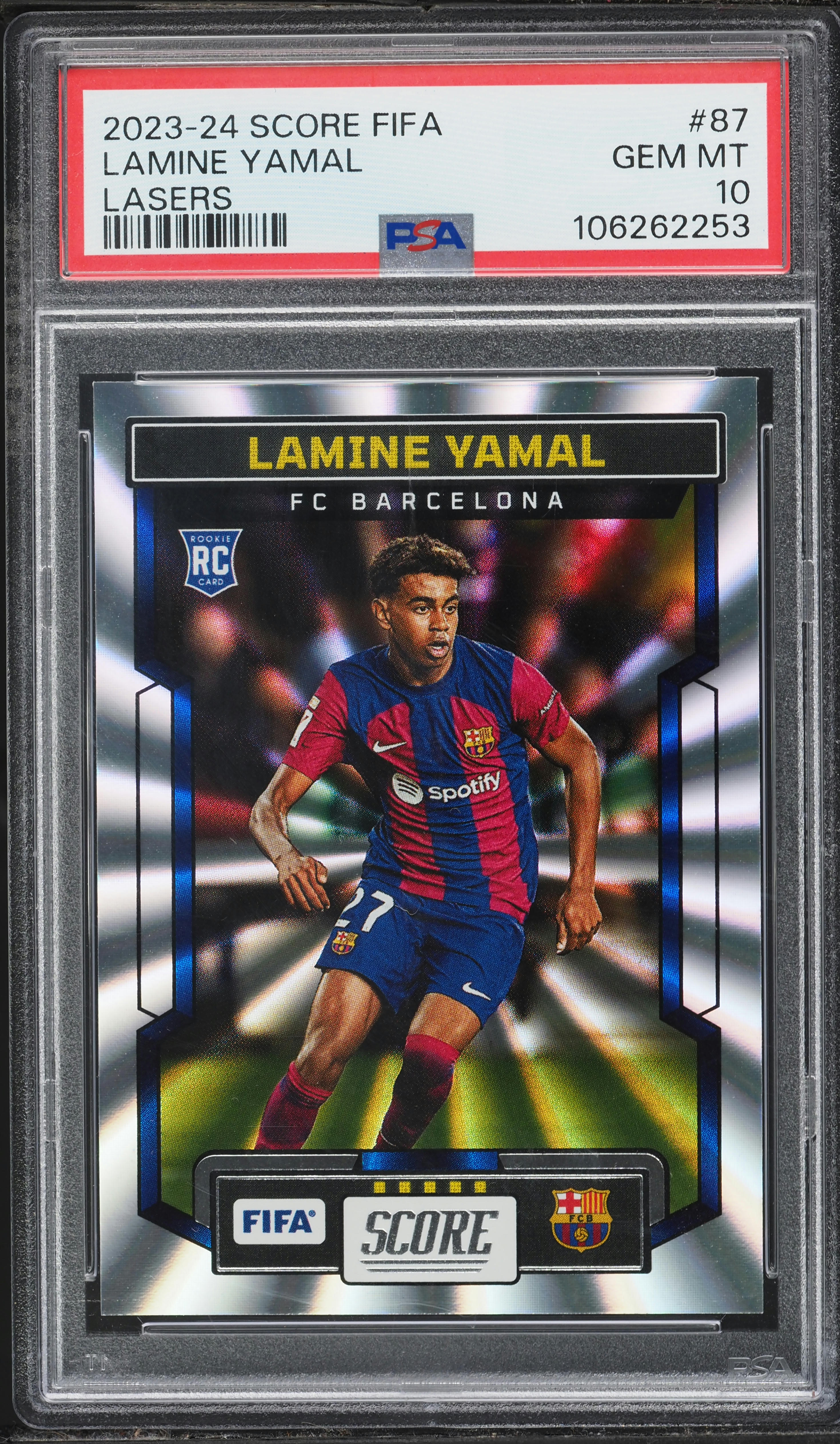 2023 Score FIFA Lasers Lamine Yamal ROOKIE #87 PSA 10 GEM MINT on