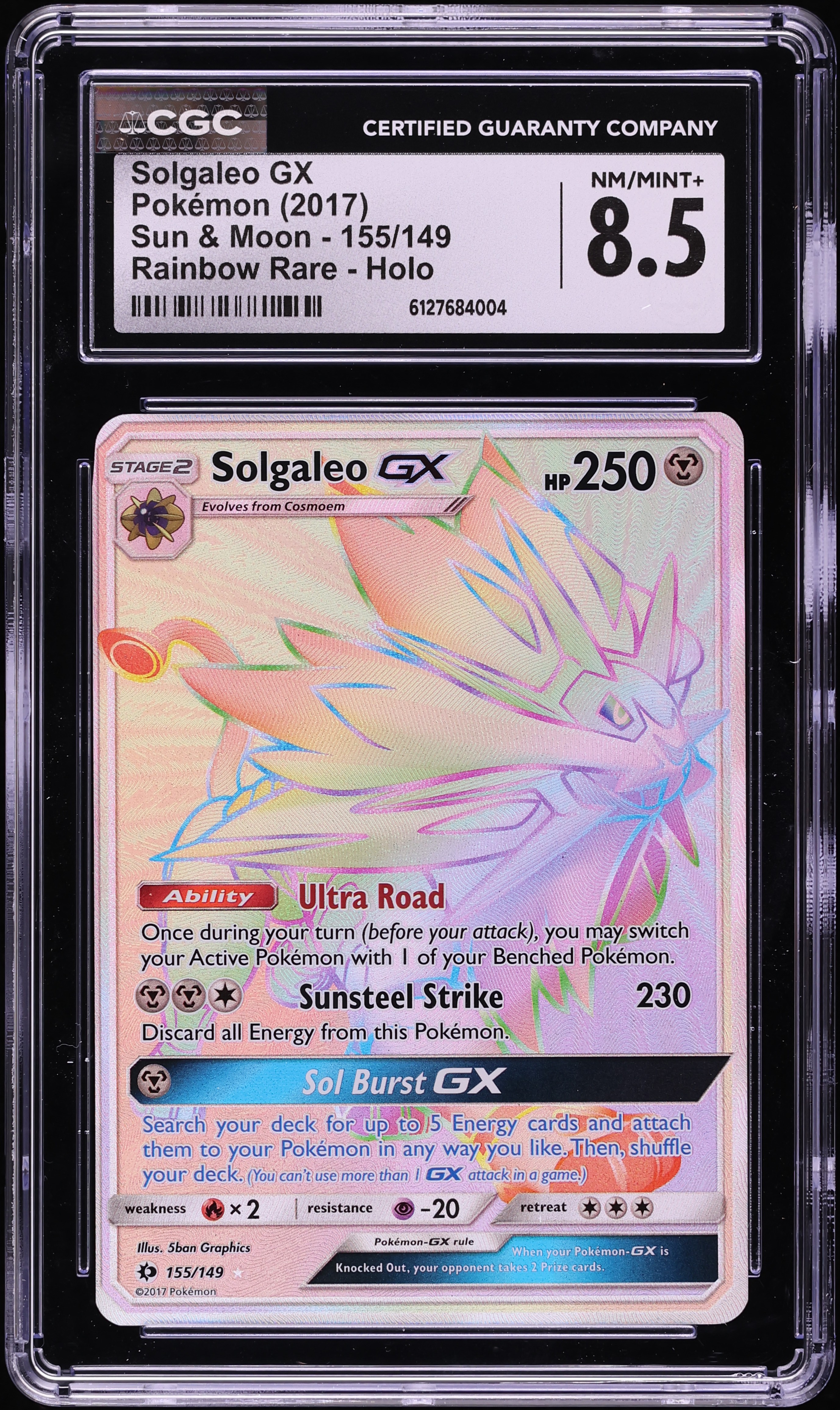 solgaleo rainbow rare card Pokemon - Prism - 89/156 - Holo GX rule Solgaleo-GX - 155149 - Secret