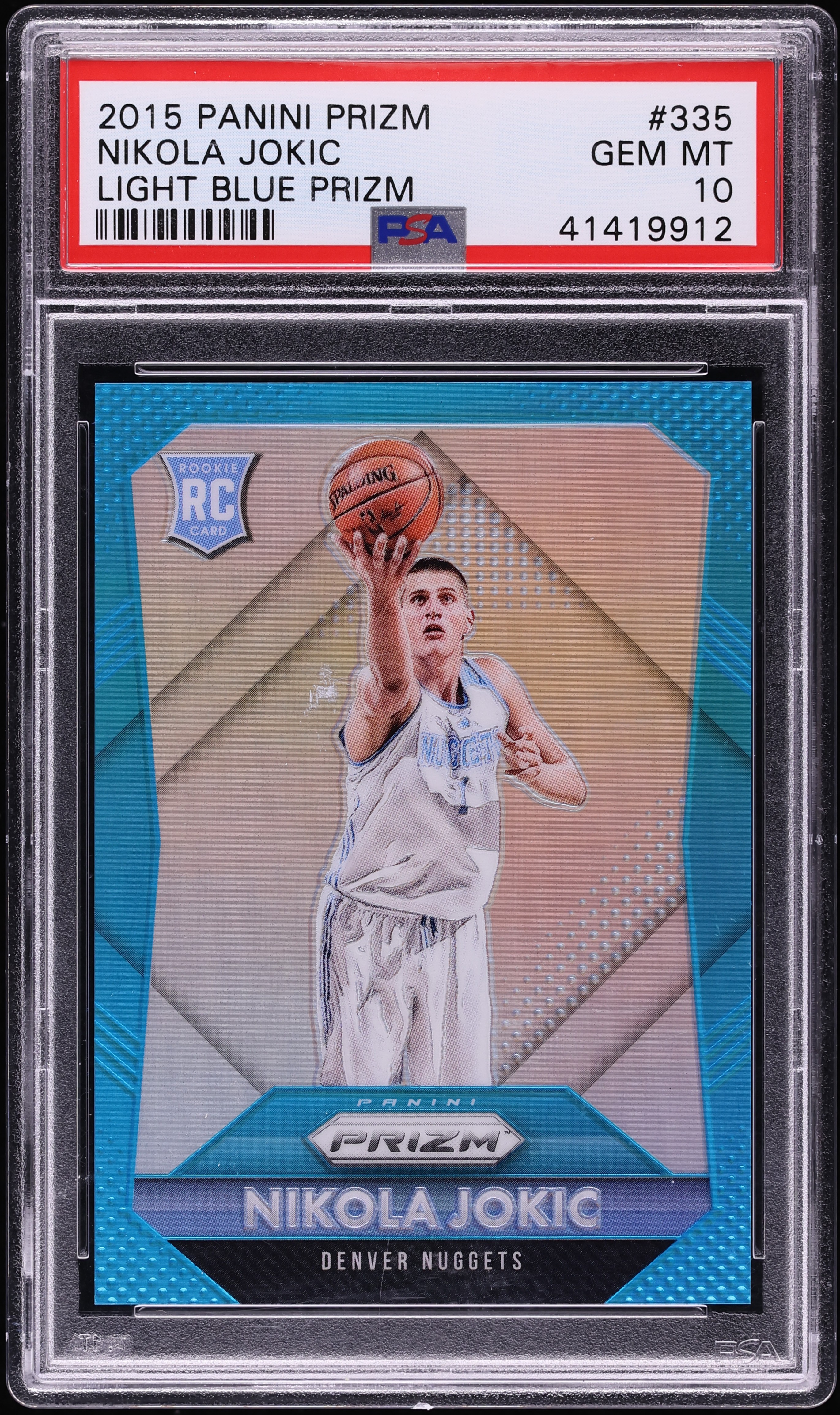 2015 Panini Prizm Light Blue Nikola Jokic ROOKIE /199 #335 PSA 10 