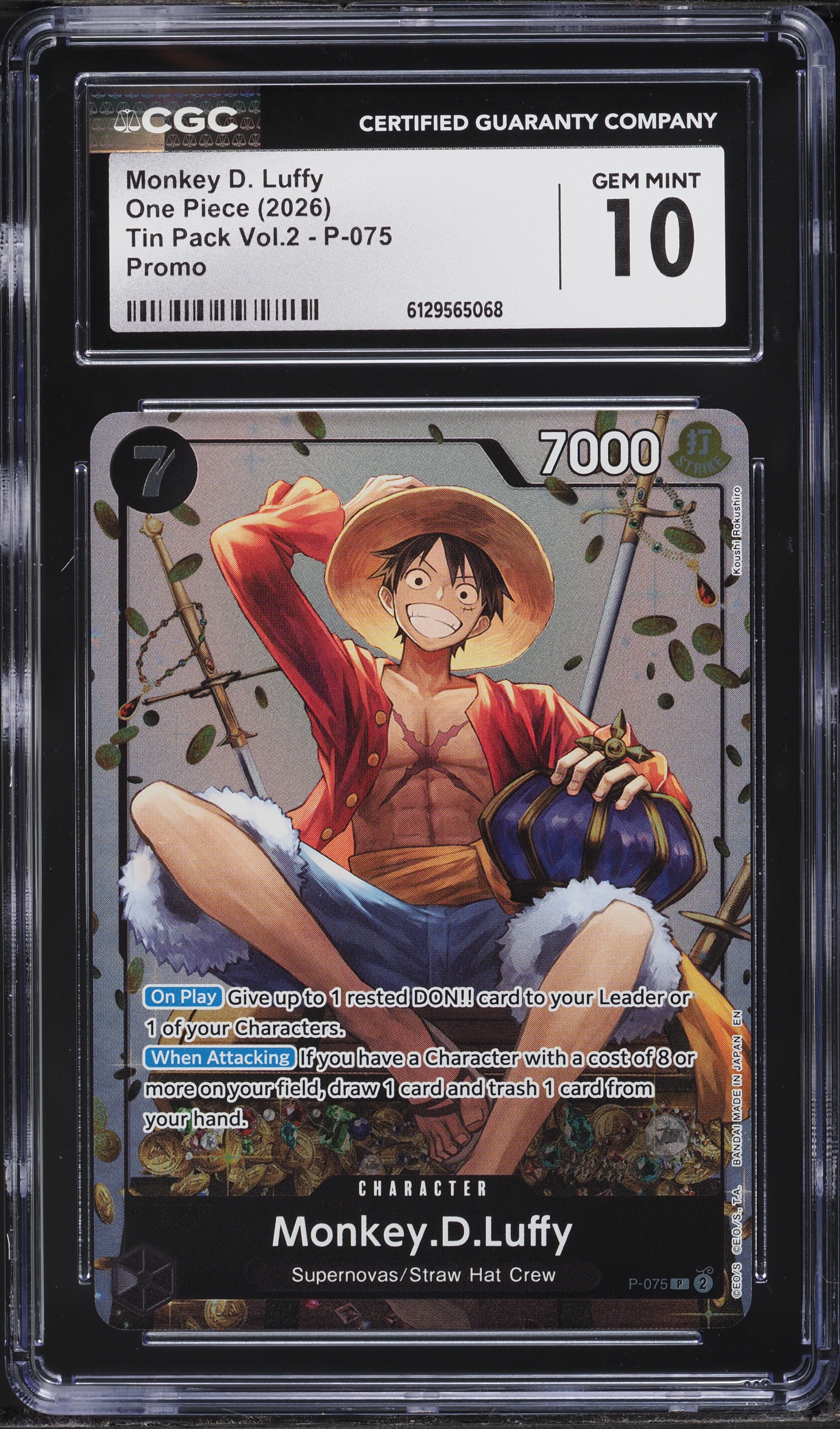 2026 One Piece Promo Tin Pack Vol.2 Monkey D. Luffy #P-075 CGC 10
