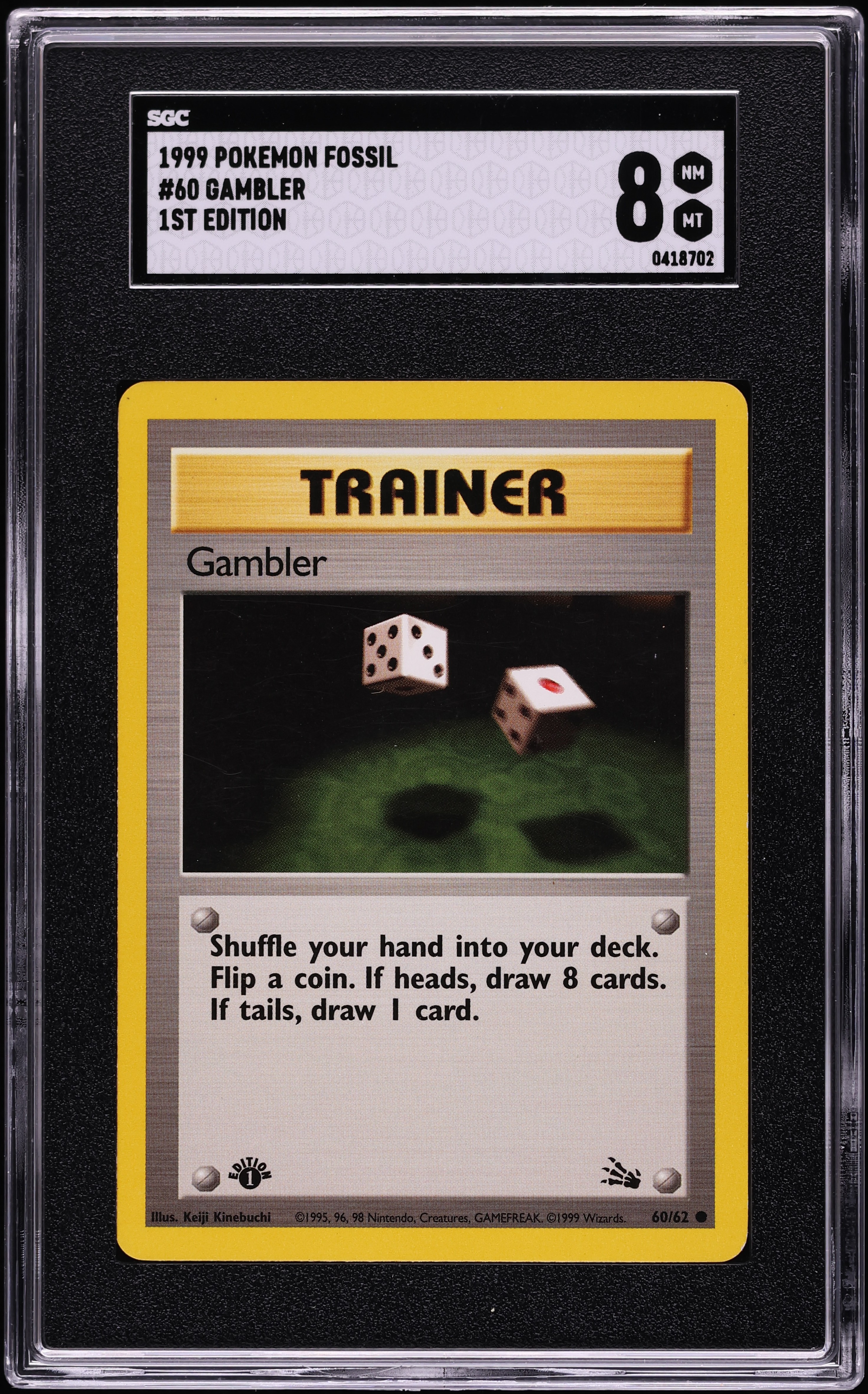 gambler pokemon card Single FOSSIL (Unlimited) Celebrate the incredible history of the TCG hobby by adding this Gambler 1999 Pokemon Fossil Common #60 BGS Authenticated 9.5 Card to your vault 1995 BASIC POKMON TRAINER GAMBLER