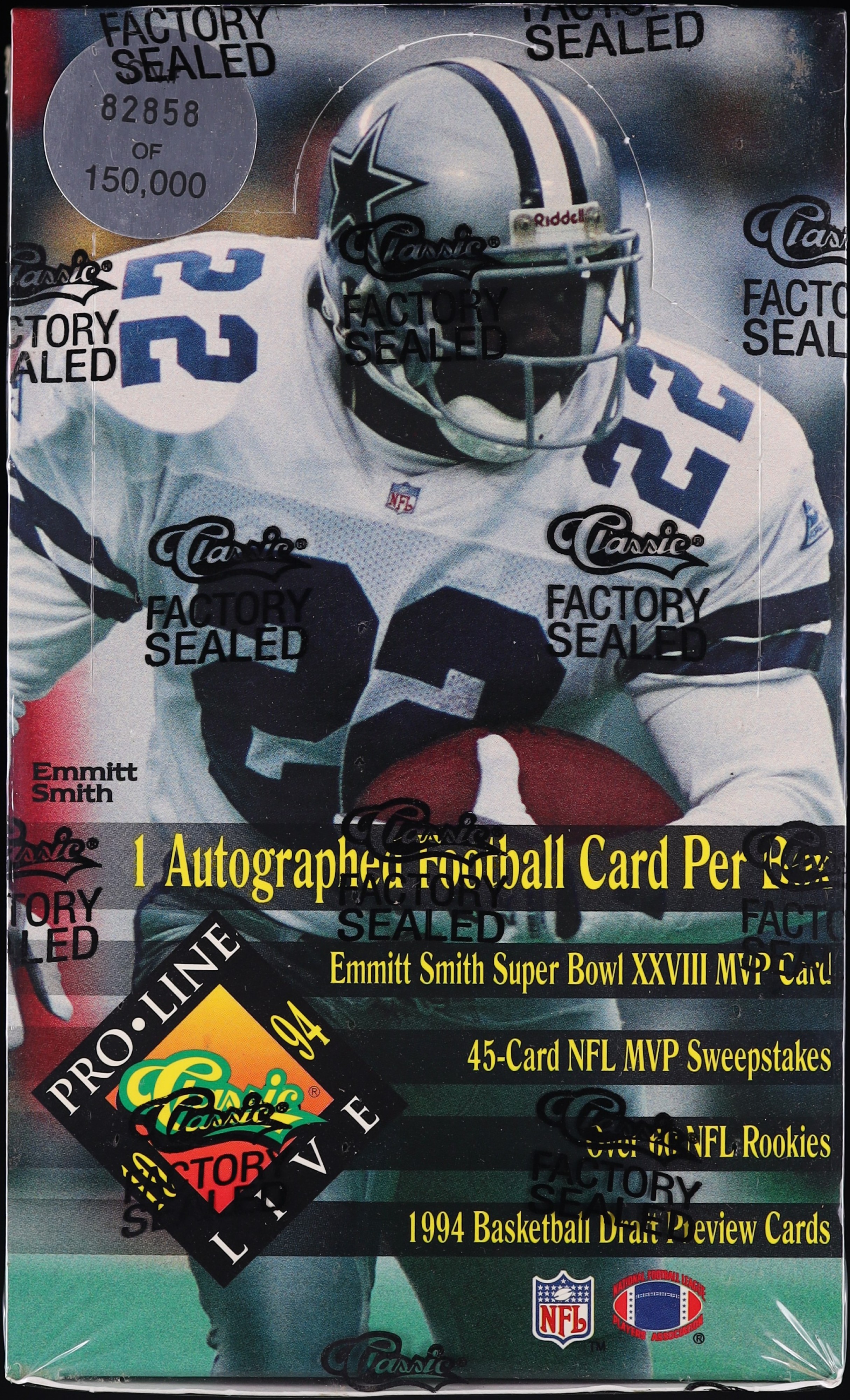 1994 Classic Pro Line Football Sealed Hobby Box, 36ct Packs on