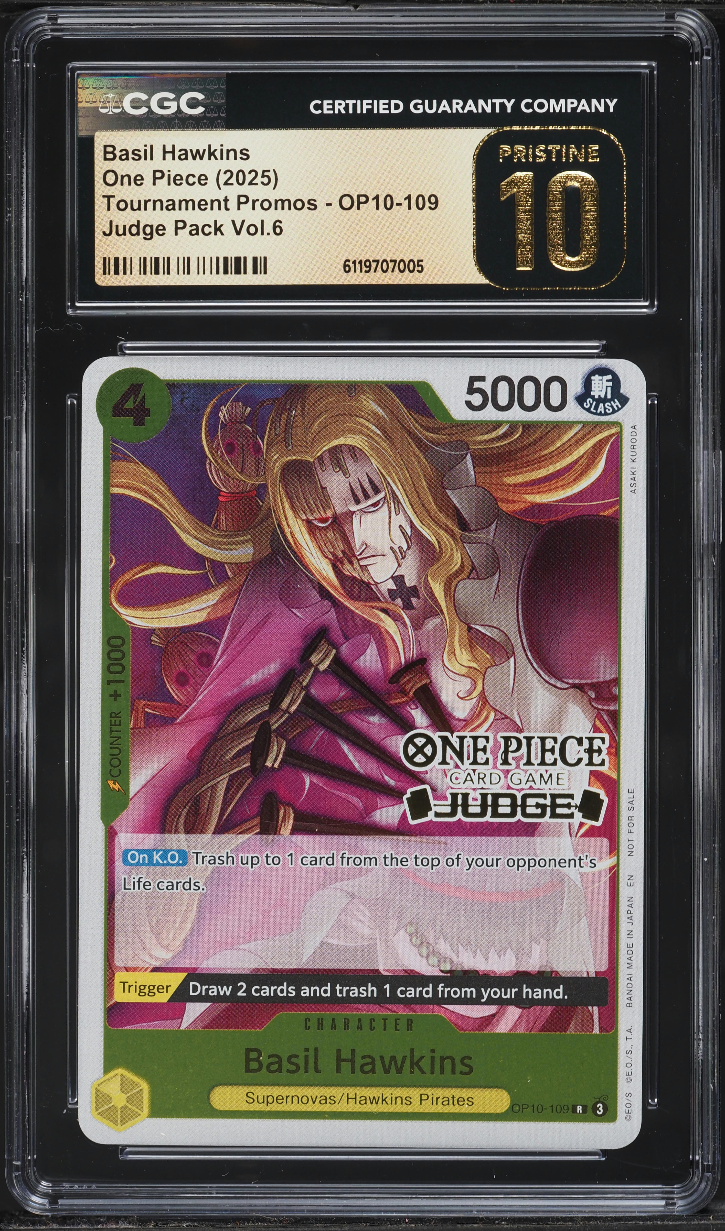 2025 One Piece Tournament Promos Judge Pack Vol.6 Basil Hawkins #OP10-109  CGC 10 PRISTINE on Fanatics Collect