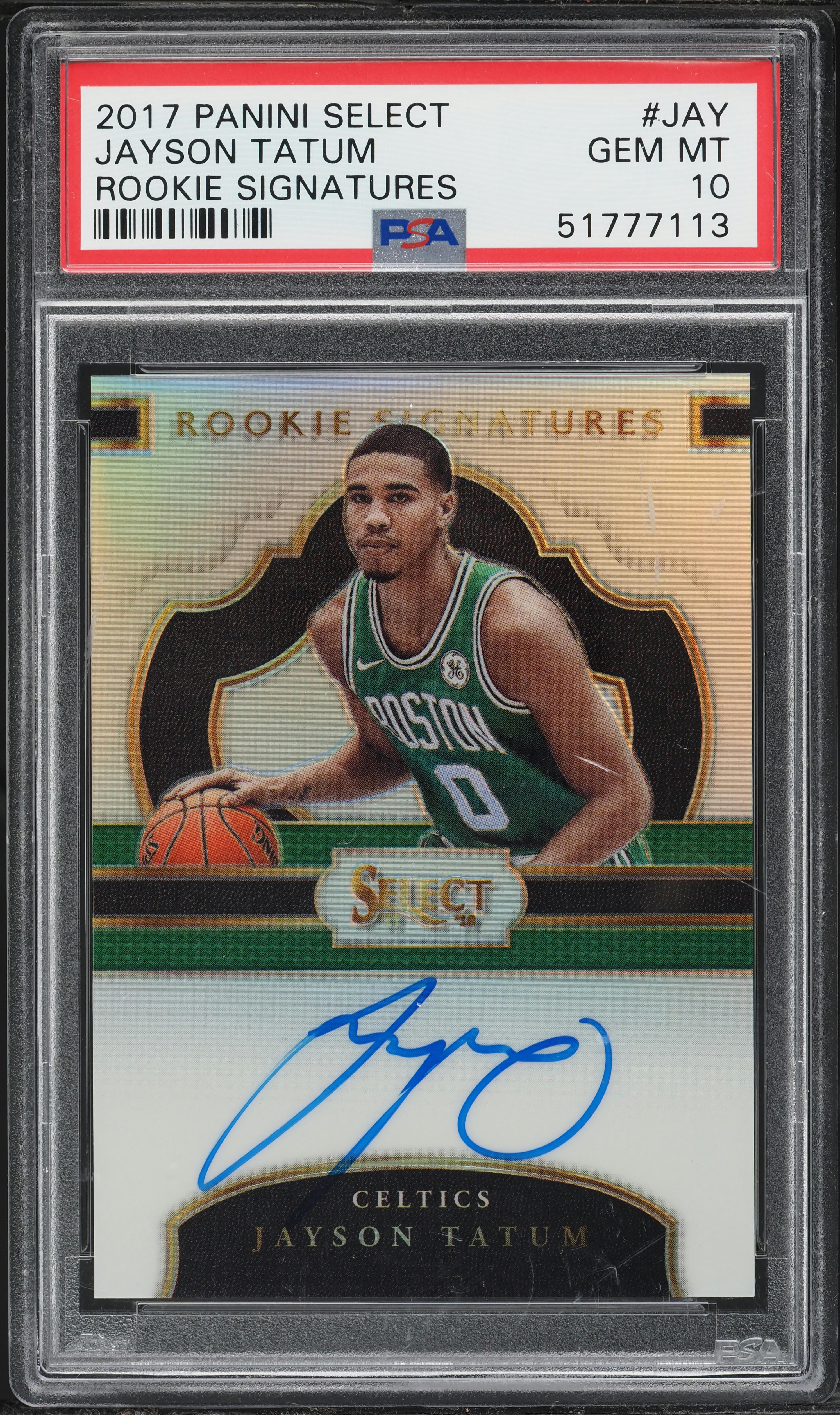 2017 Select Signatures Jayson Tatum ROOKIE AUTO /199 #JAY PSA 10