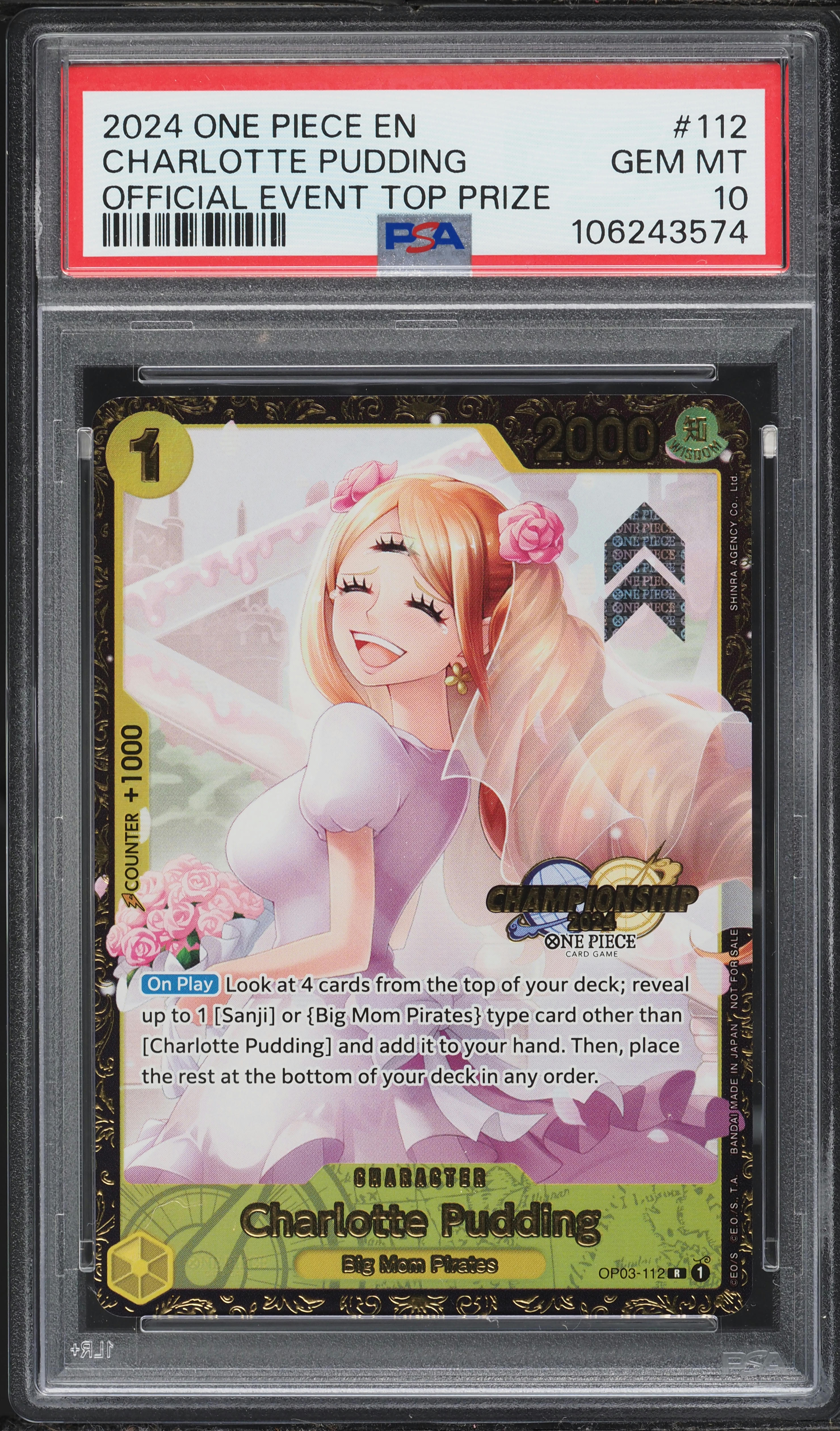 2024 One Piece Promo Official Event Top Prize Charlotte Pudding