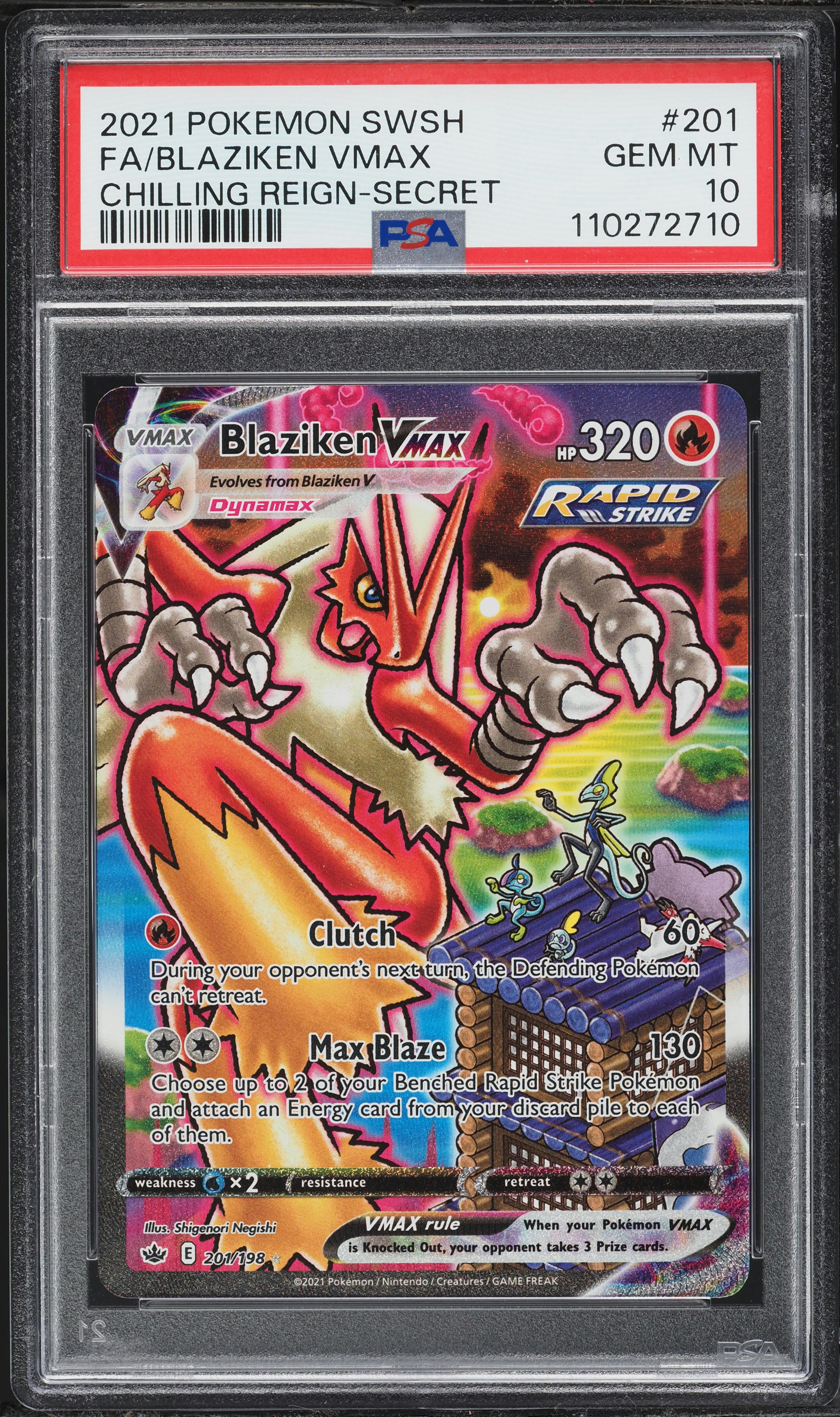 2021 Pokemon Sword & Shield Chilling Reign SEC Blaziken VMAX #201