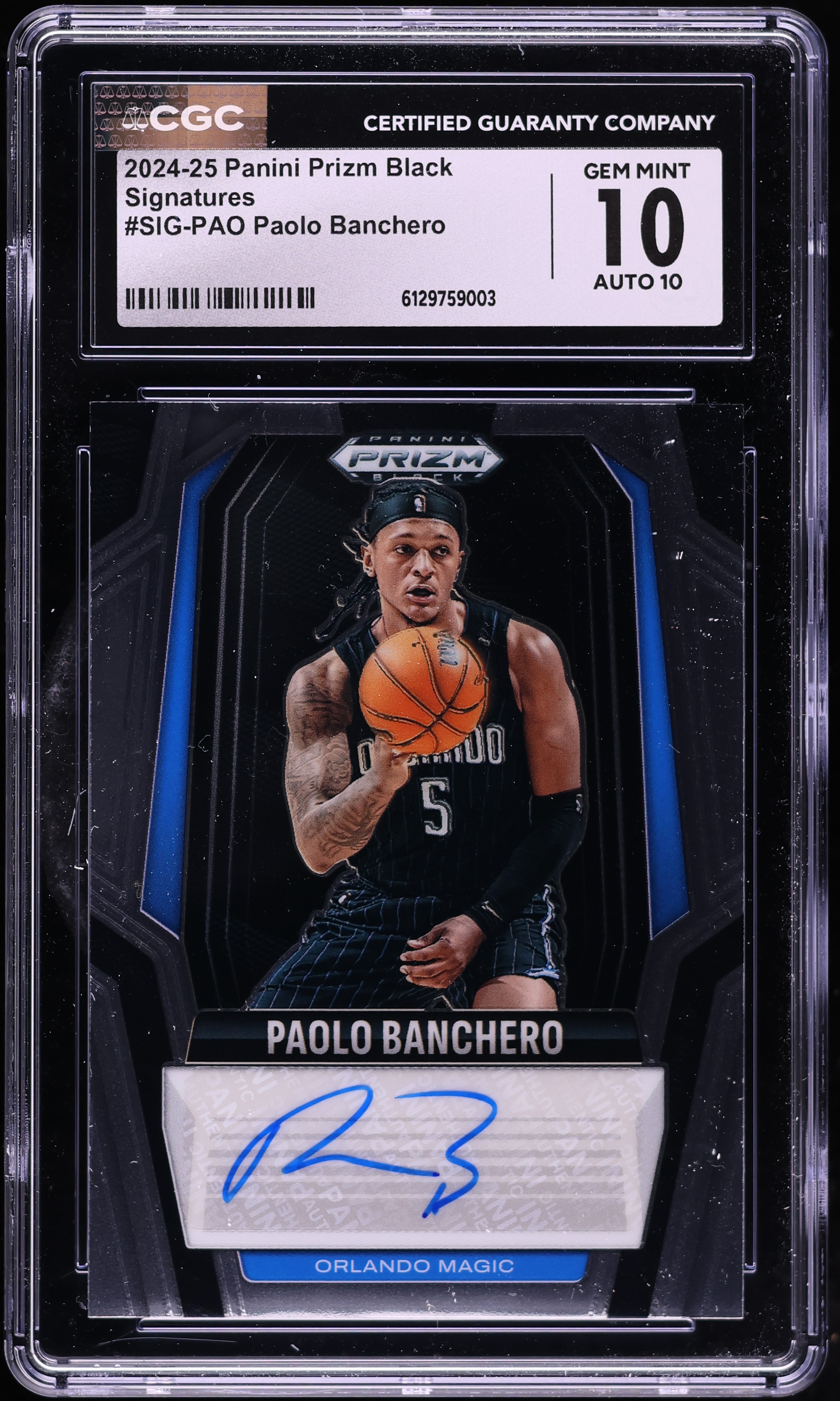 2024 Panini Prizm Black Paolo Banchero AUTO #SIG-PAO CGC 10 GEM