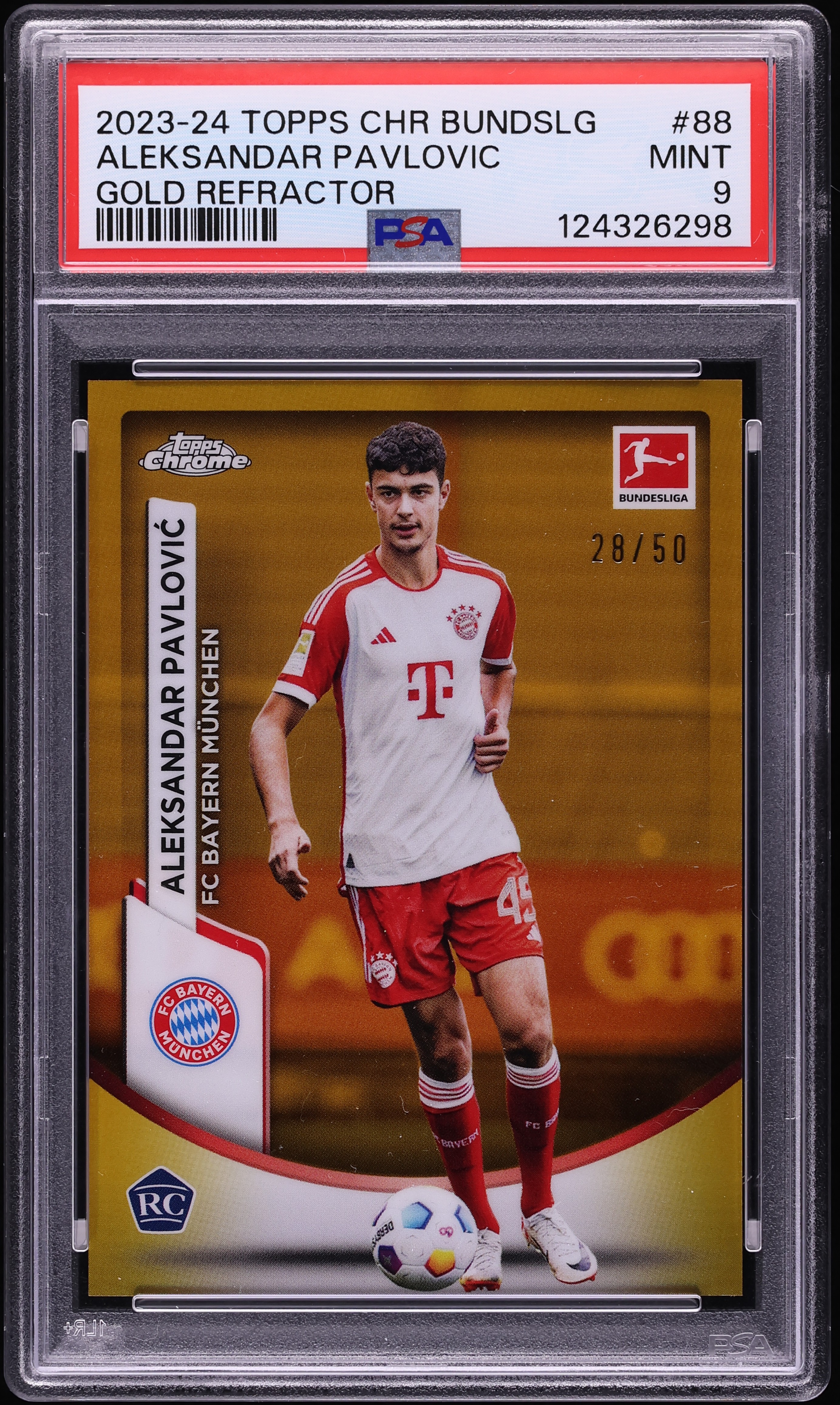 2023 Topps Chrome Bundesliga Gold Refractor Aleksandar Pavlovic